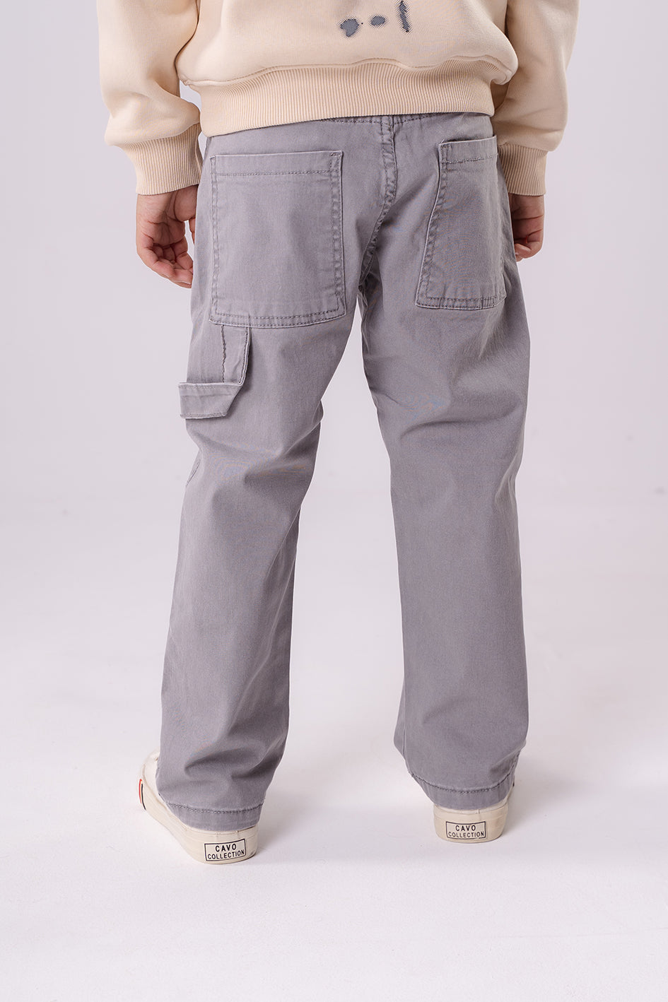 Boys Gray Straight Fit Trousers