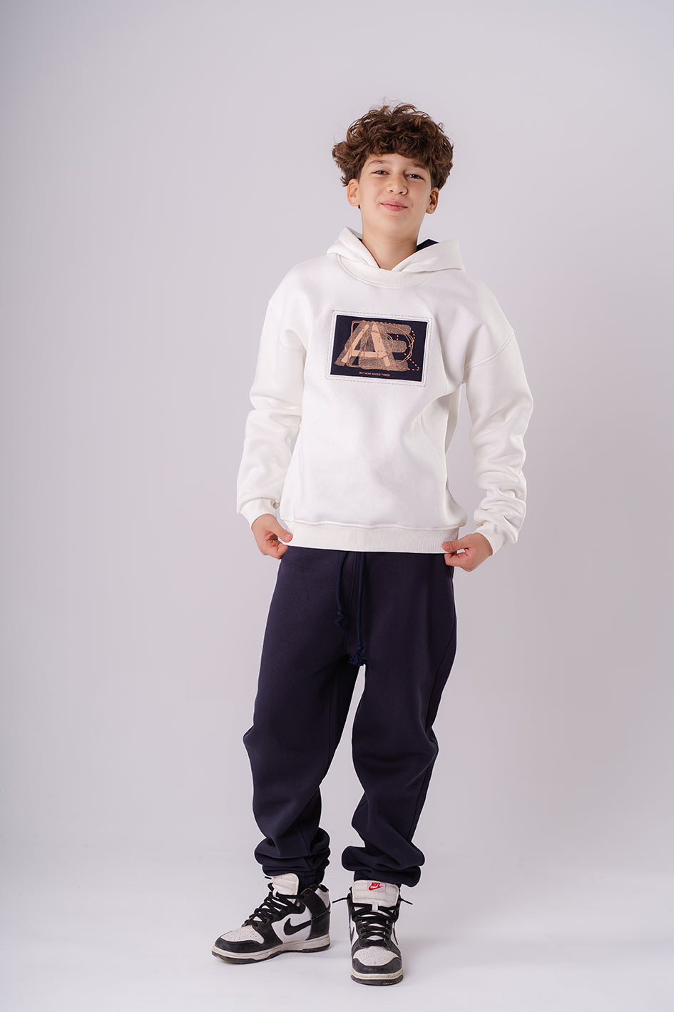 Boys Navy Hooded Pajamas With Print