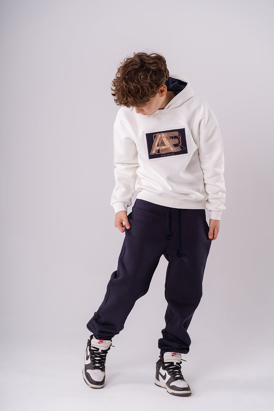 Boys Navy Hooded Pajamas With Print