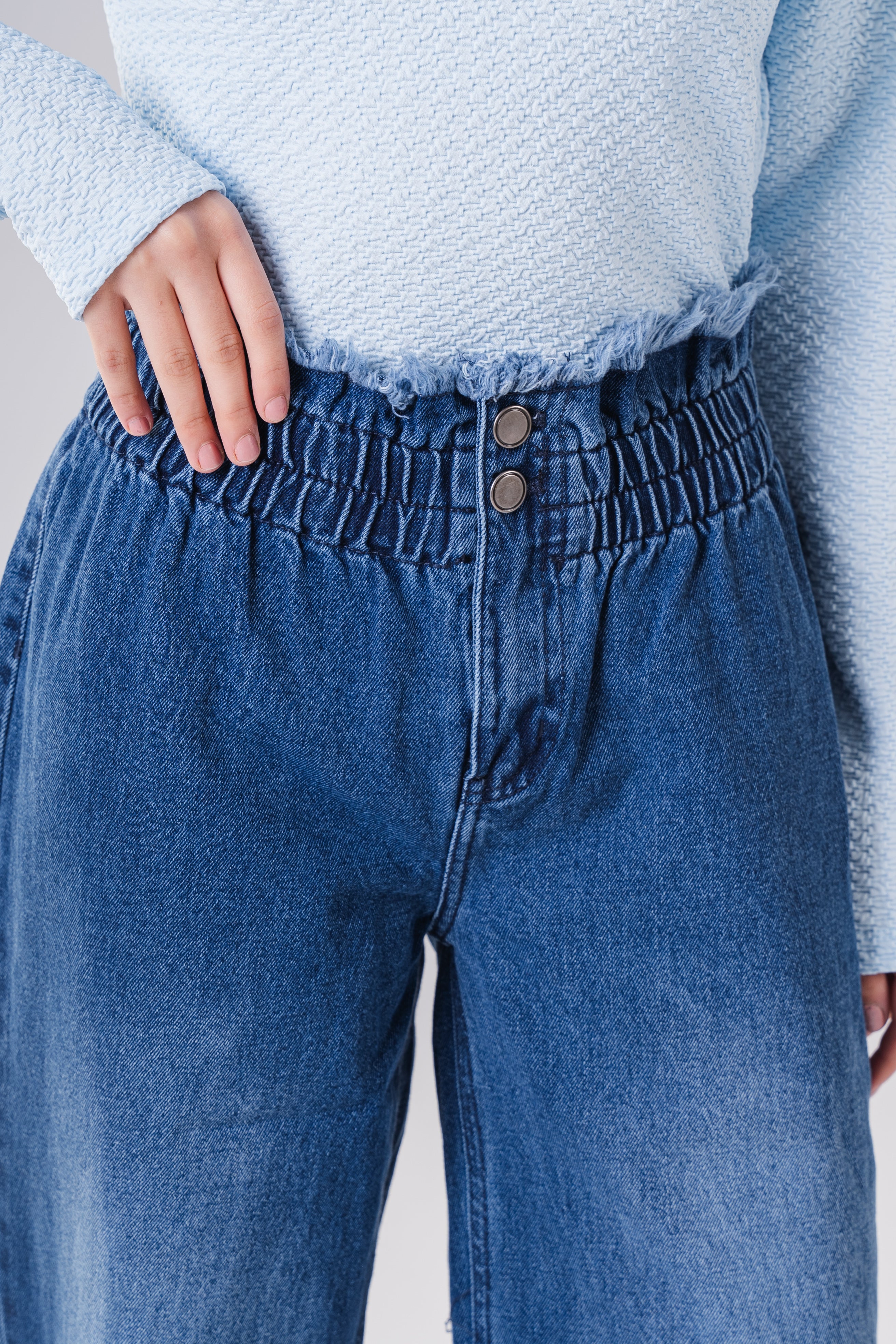 Girls Comfort-Fit Elastic Waist Denim Trousers
