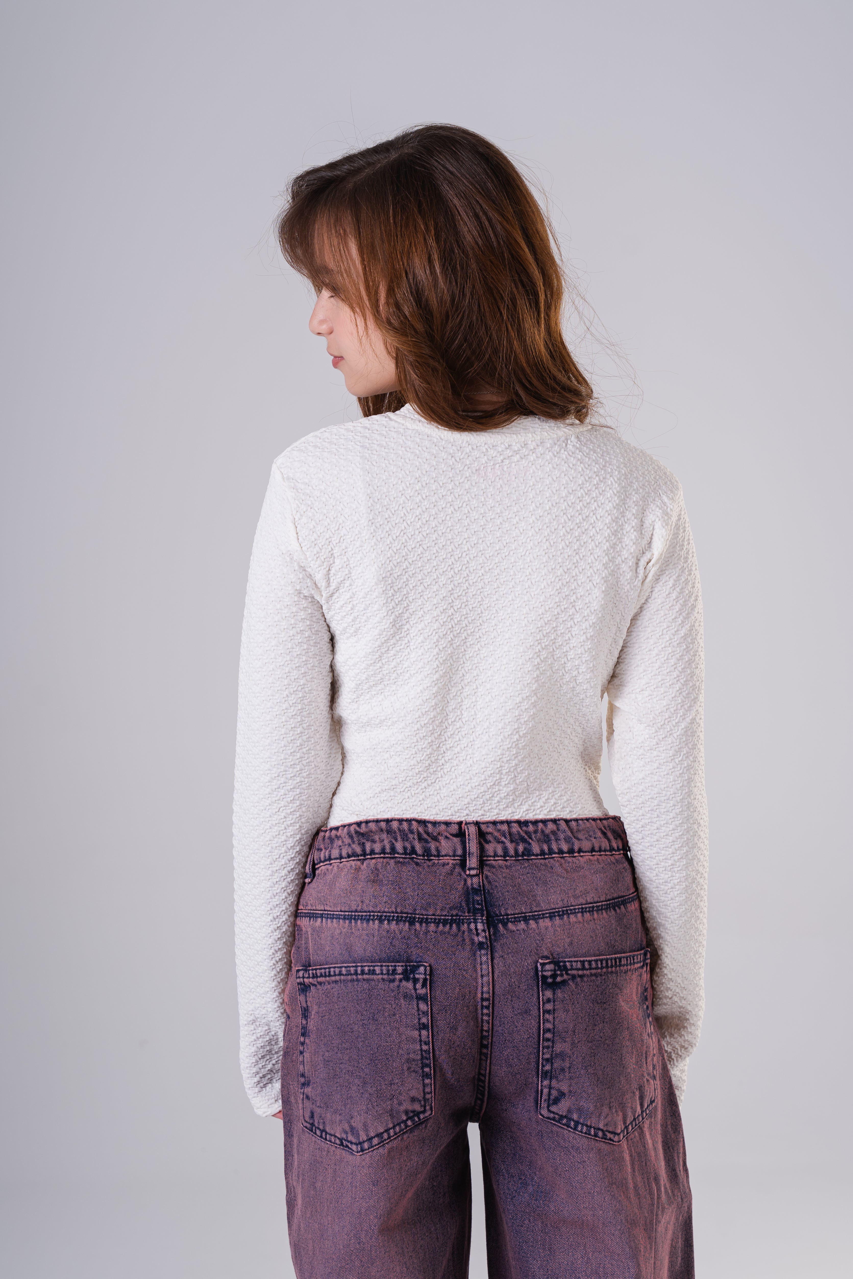 Girls Subtle Texture Essential Long-Sleeve Top