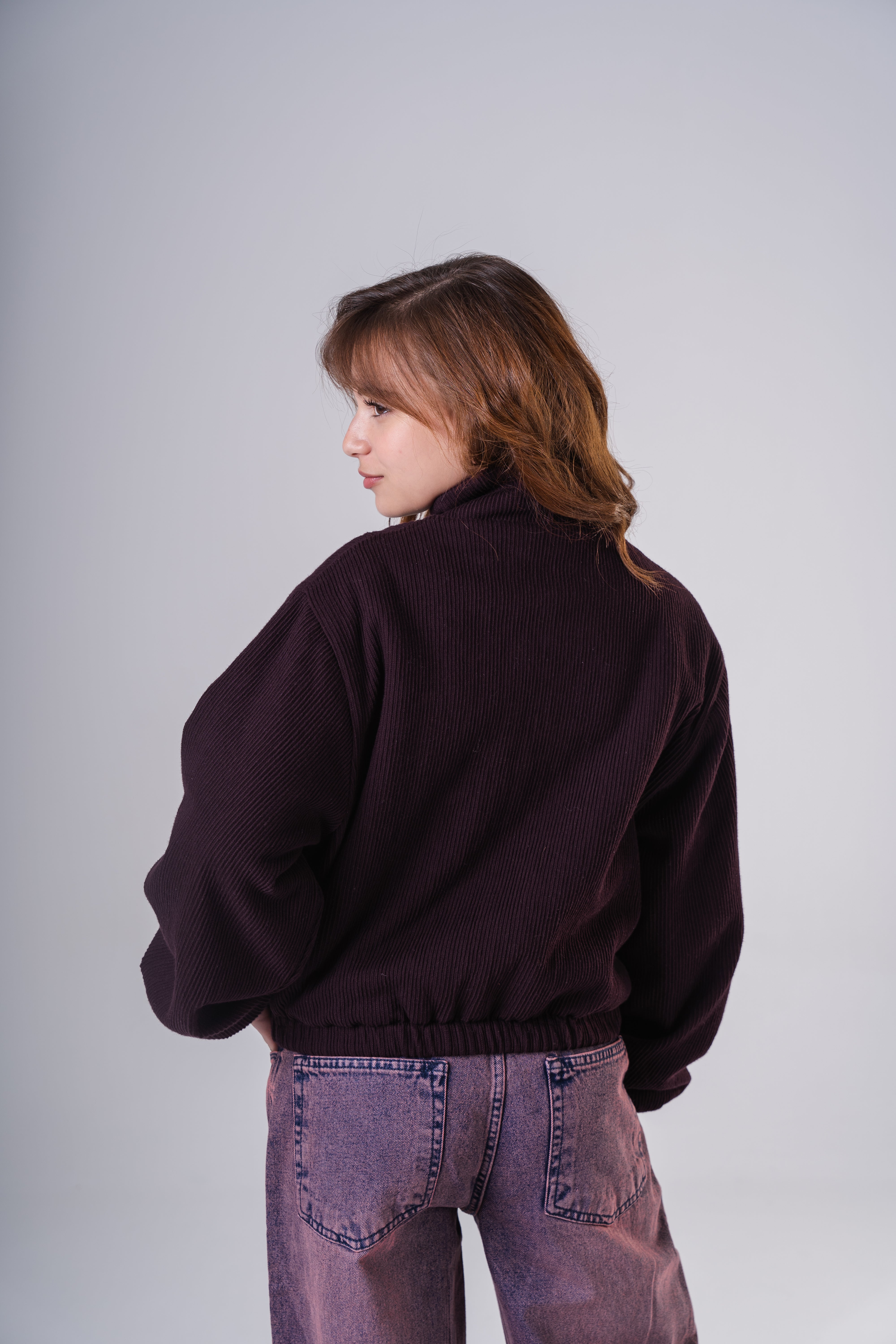 Girls' Oversized Corduroy Bomber Jacket