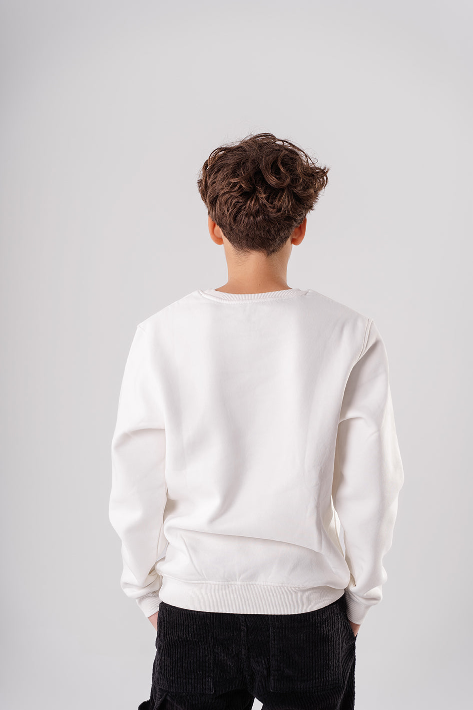 Boys Printed White Fleece Sweatshirt