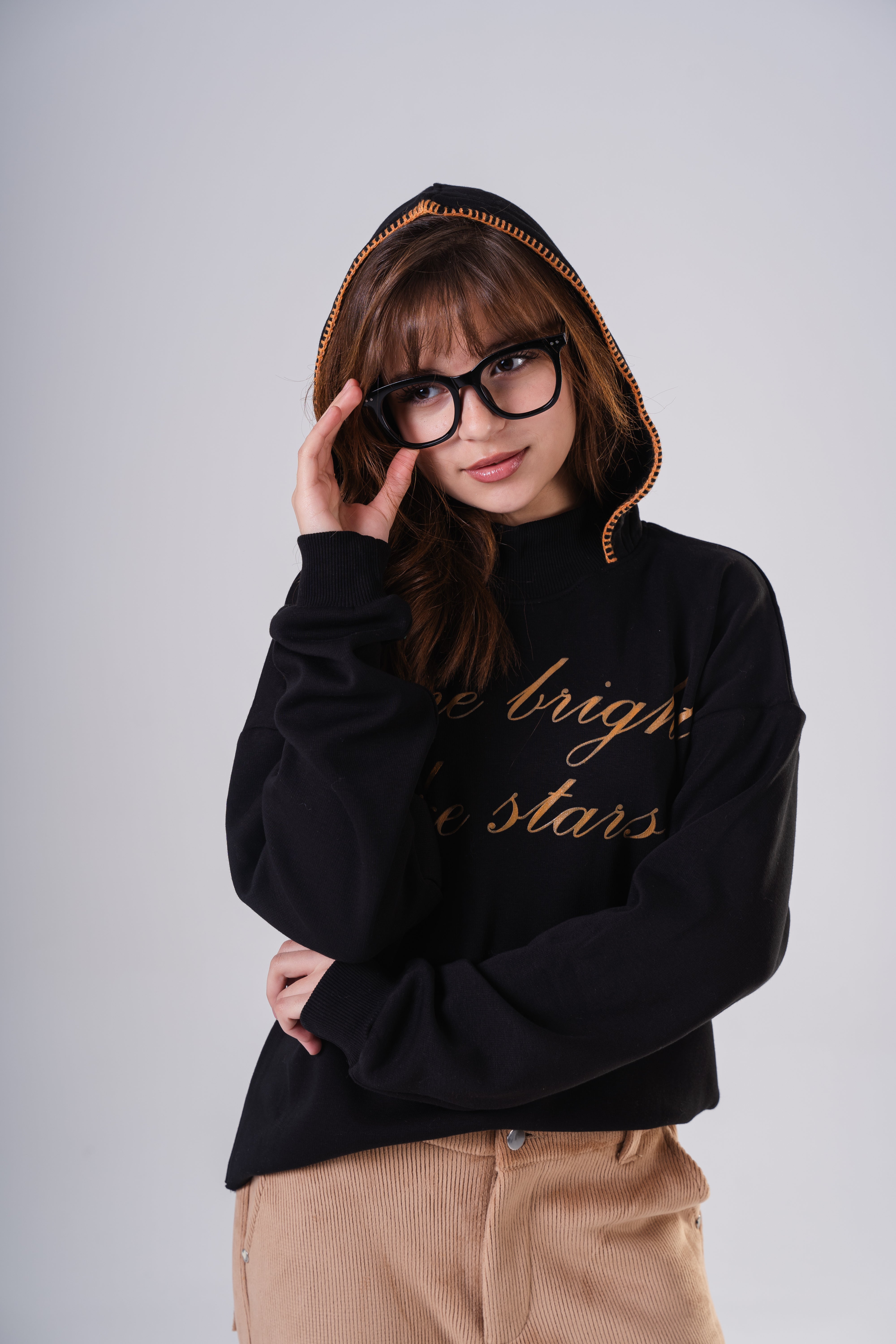 Girls Unique Hoodie with Contrast Hood Trim