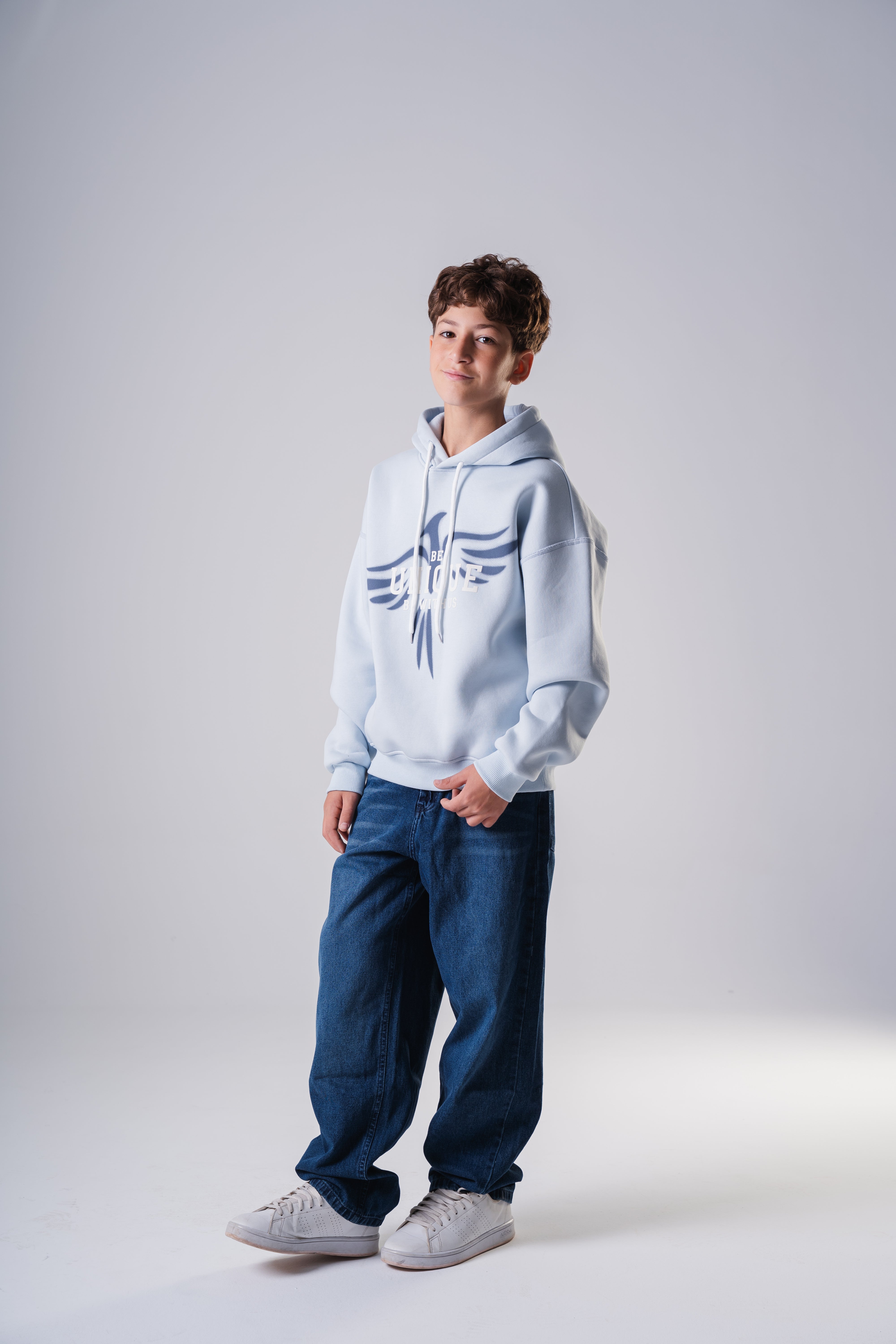 Oversized Hoodie with Eagle Graphic For Boys