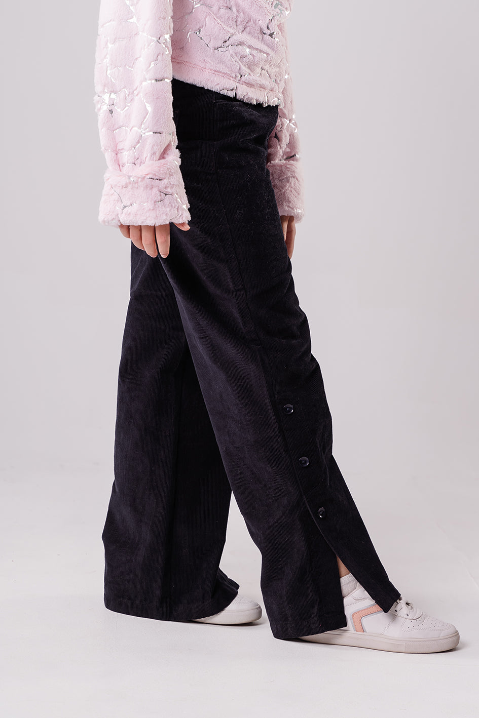 Girls Black Wide-Leg Trousers