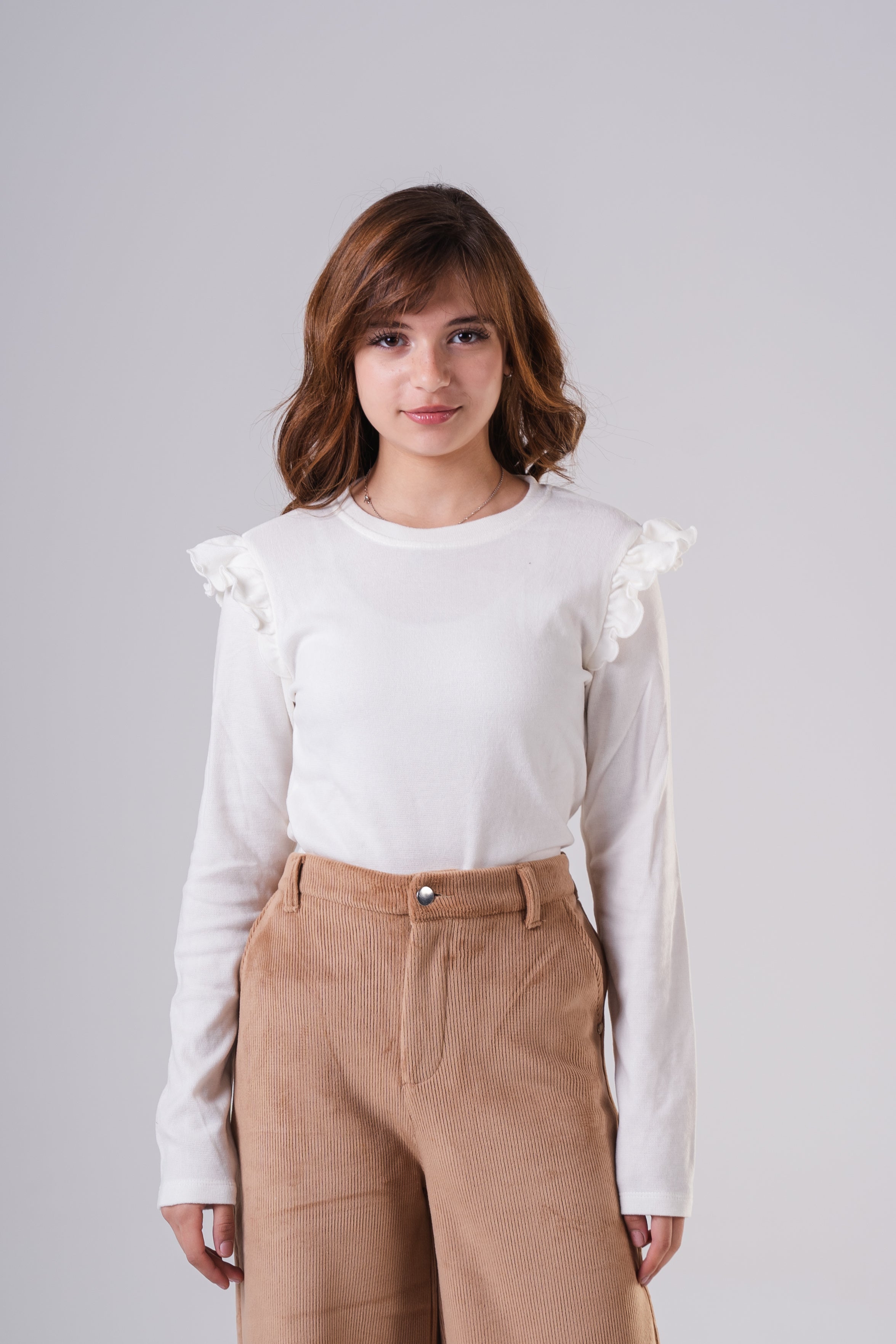 Girls' Long-Sleeve Ruffle Shoulder Sweatshirt