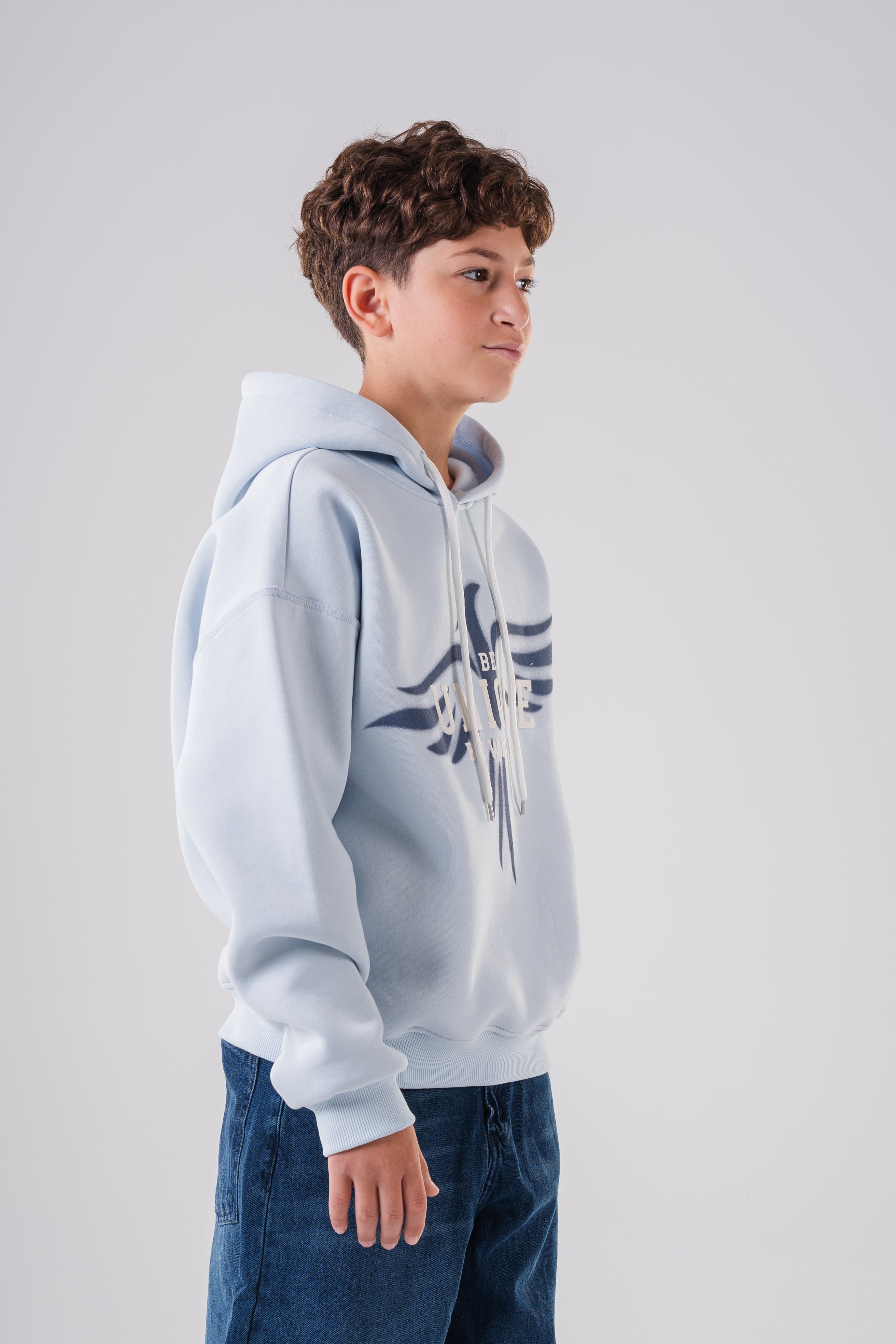 Oversized Hoodie with Eagle Graphic For Boys
