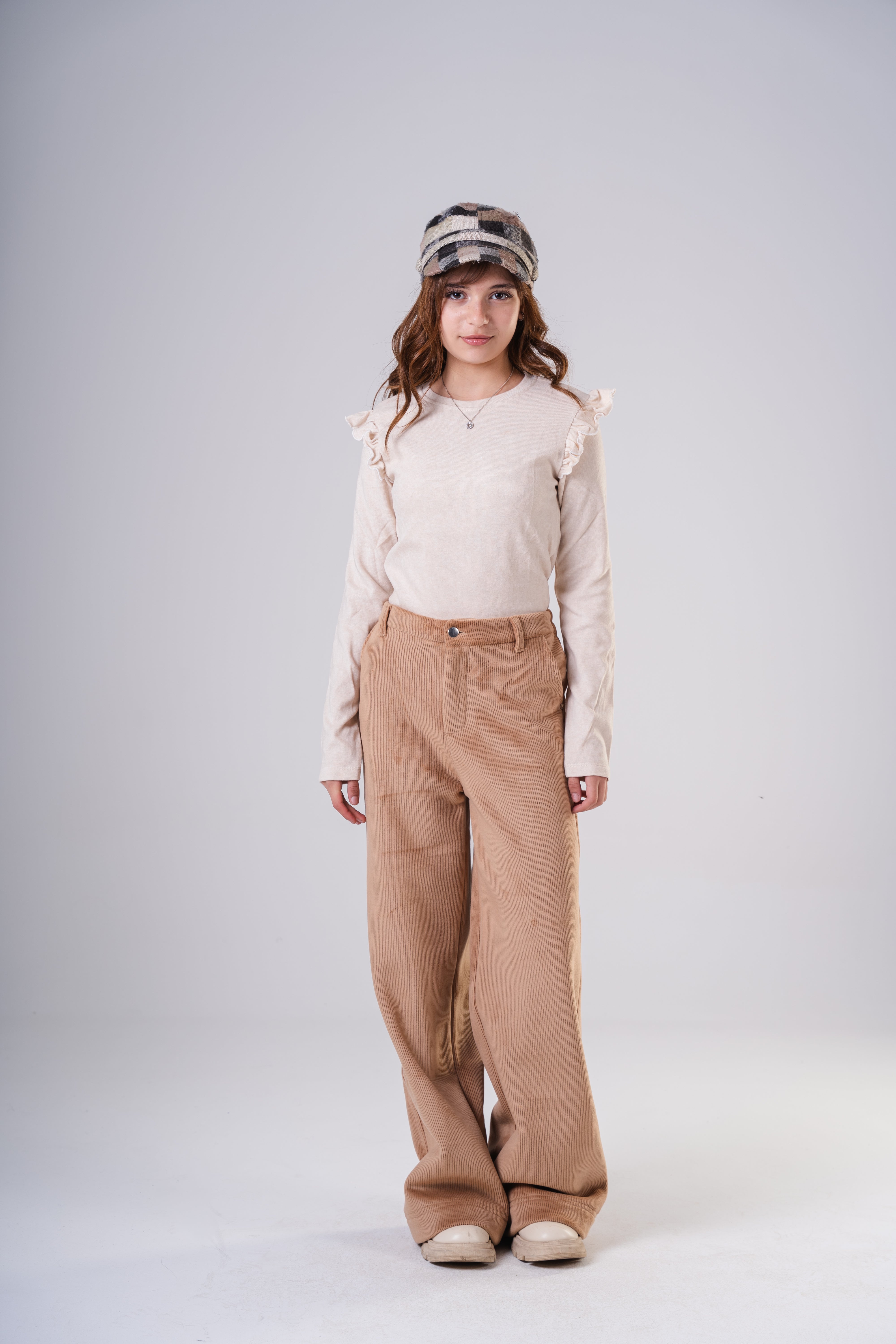 Girls' Long-Sleeve Ruffle Shoulder Sweatshirt