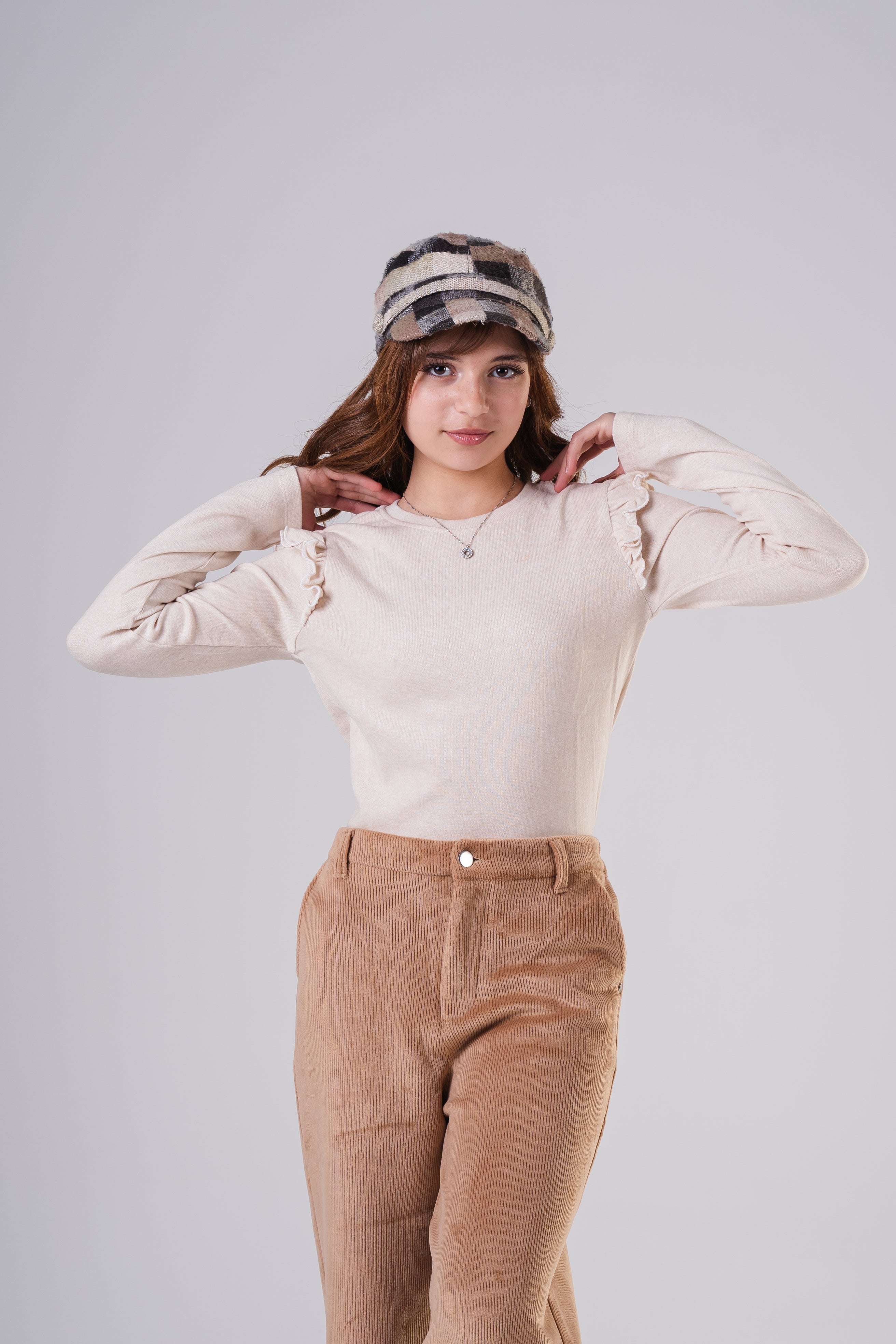 Girls' Long-Sleeve Ruffle Shoulder Sweatshirt