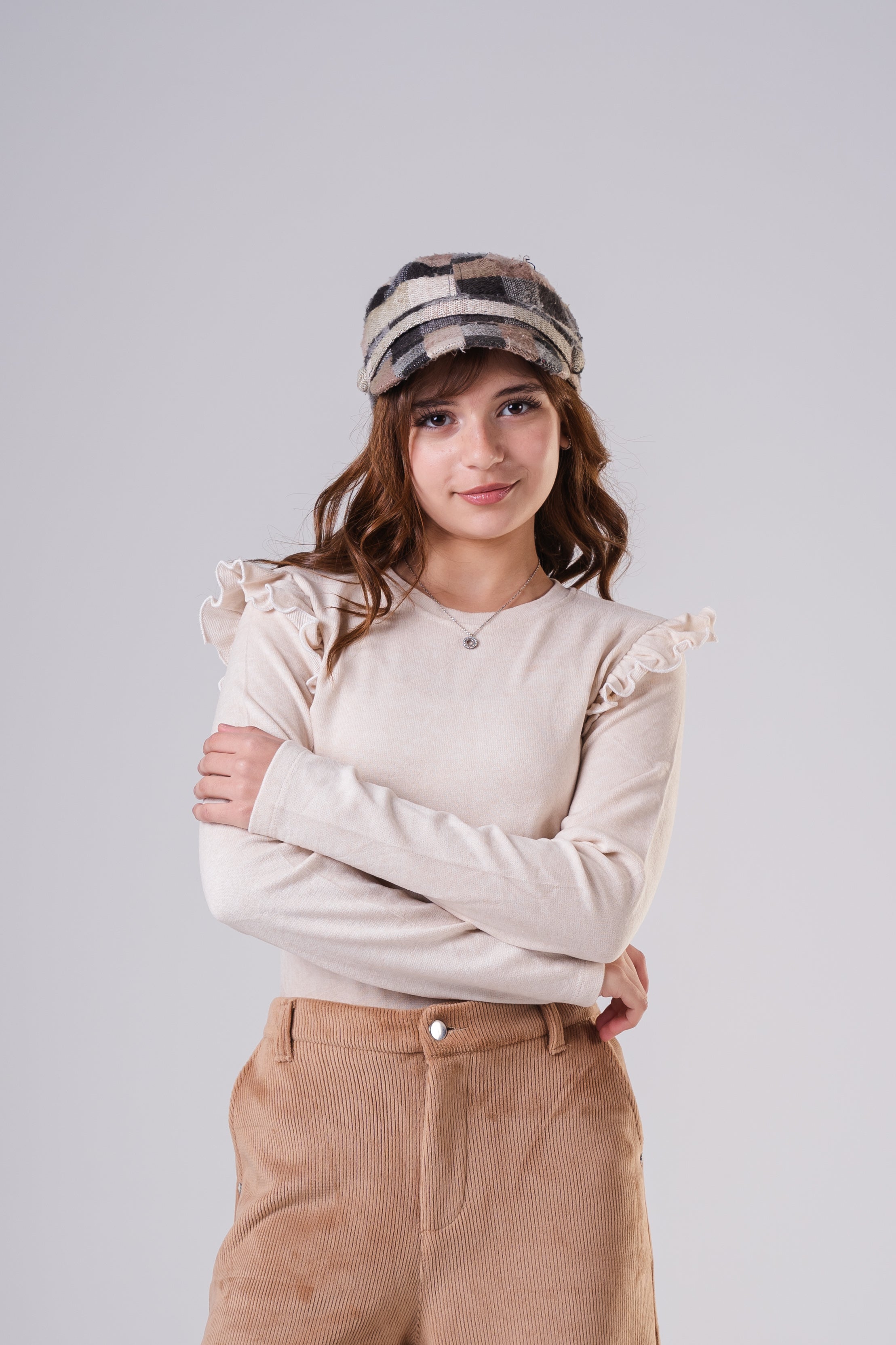 Girls' Long-Sleeve Ruffle Shoulder Sweatshirt