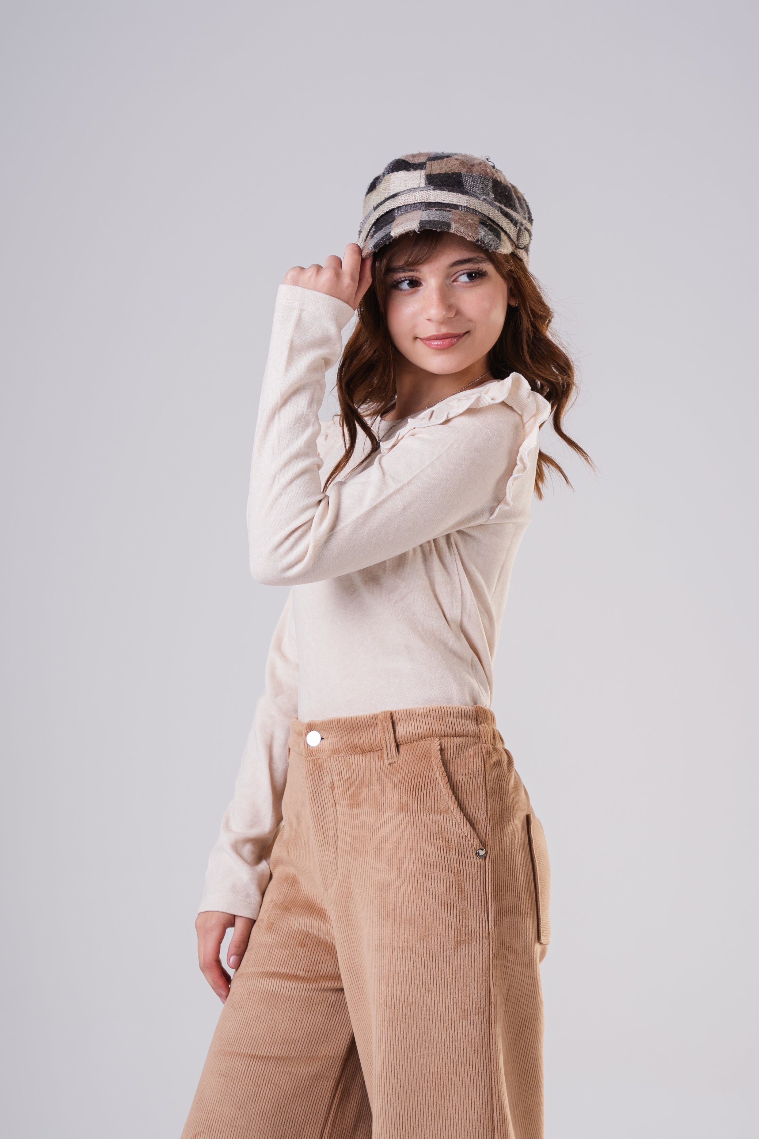 Girls' Long-Sleeve Ruffle Shoulder Sweatshirt