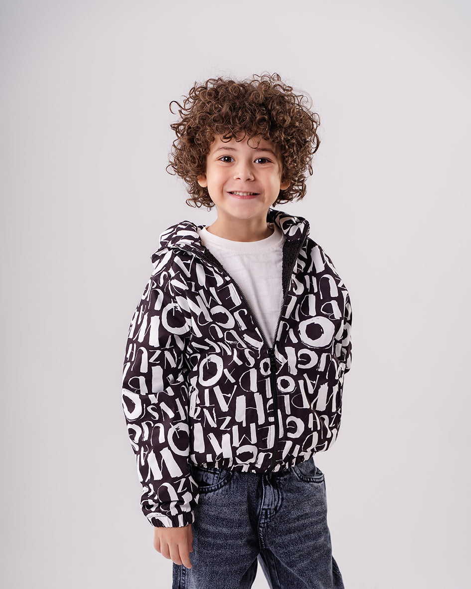 Boys Letter Graphic Print Jacket