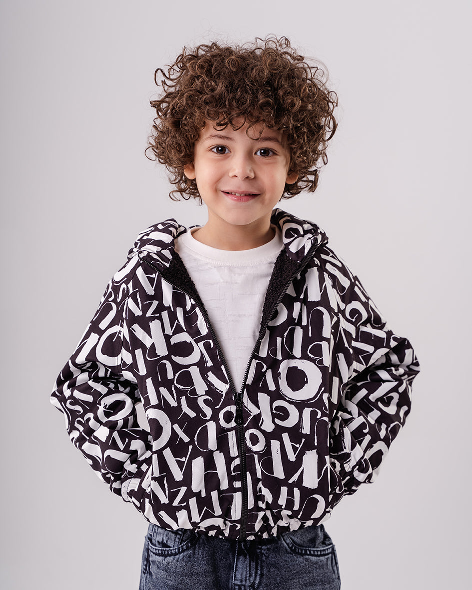 Boys Letter Graphic Print Jacket