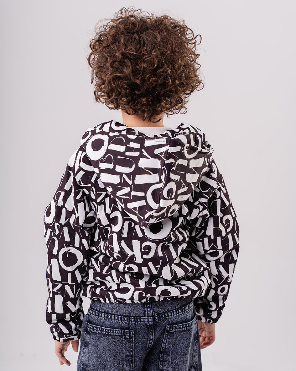 Boys Letter Graphic Print Jacket