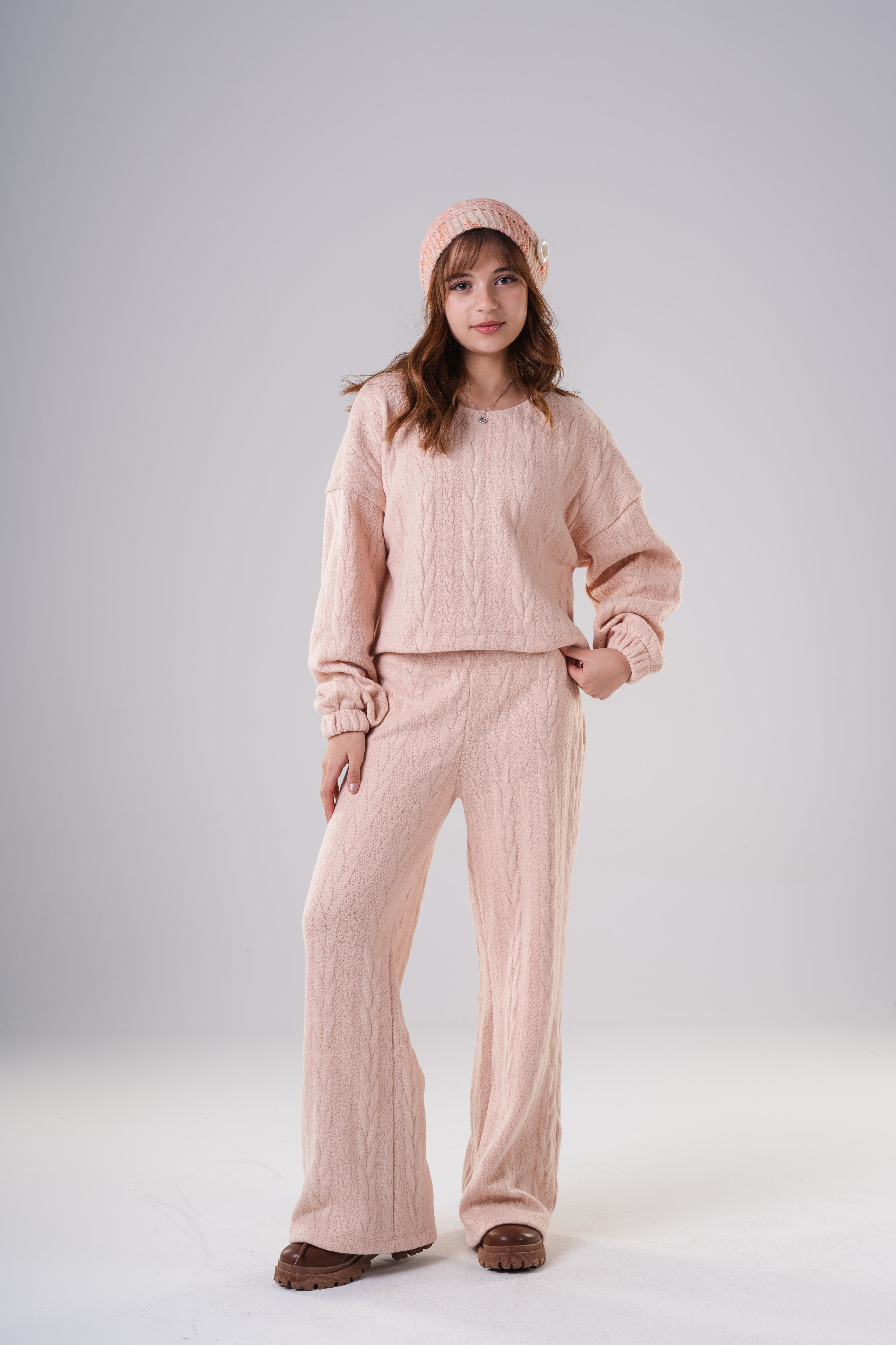 Girls Cozy Knitted Loungewear Set