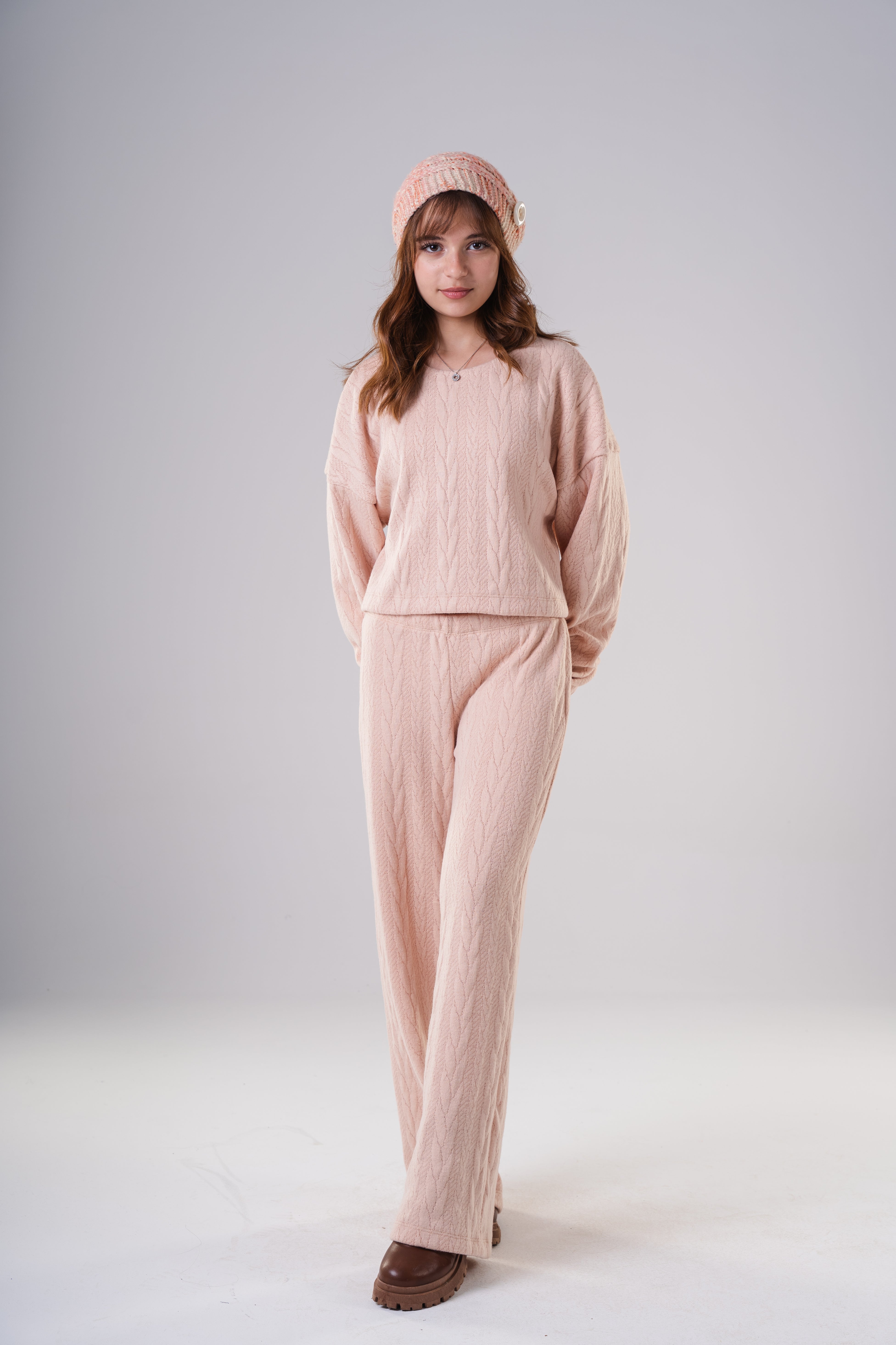 Girls Cozy Knitted Loungewear Set