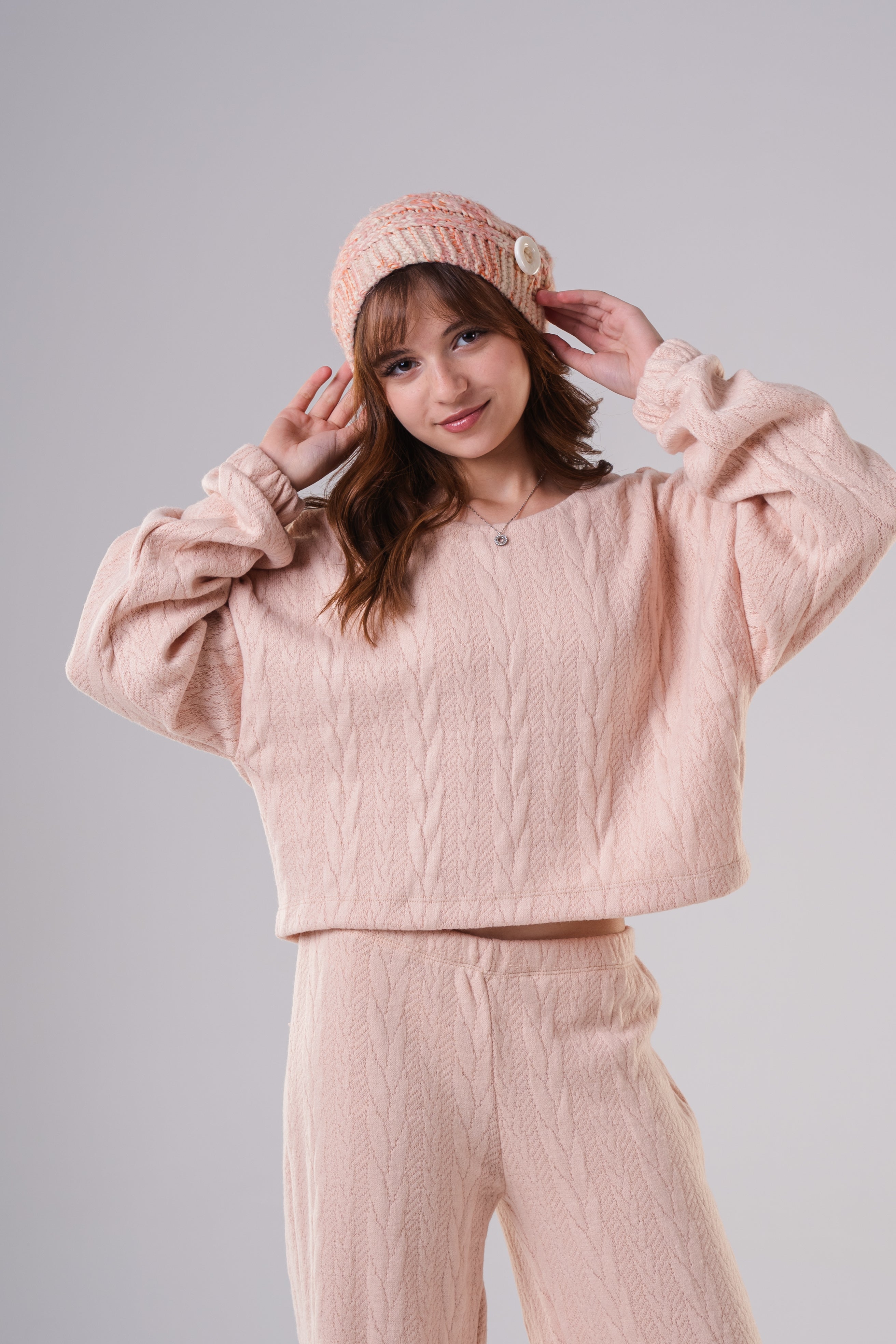 Girls Cozy Knitted Loungewear Set