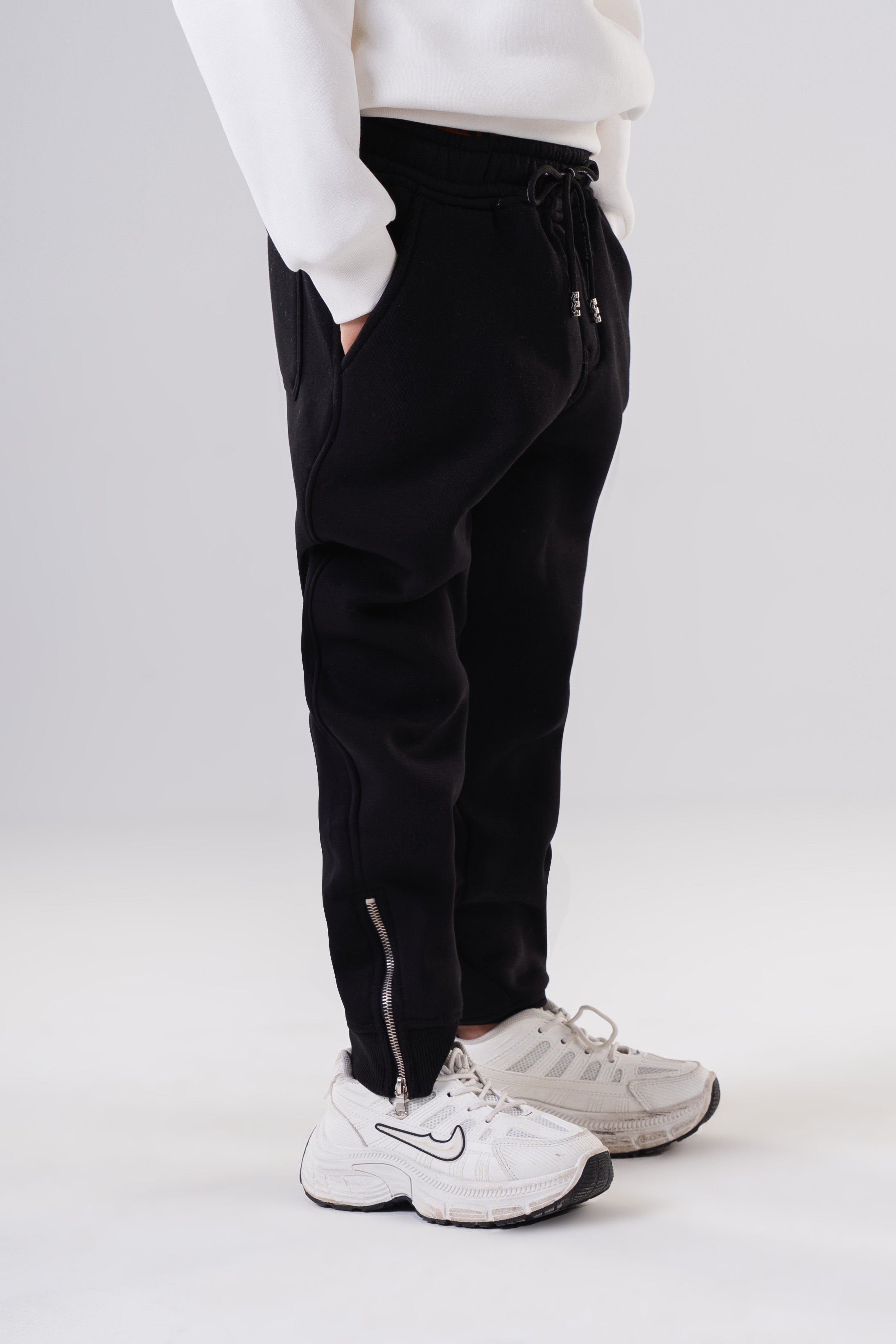 Boy's Classic Fleece Joggers with Ankle Zippers