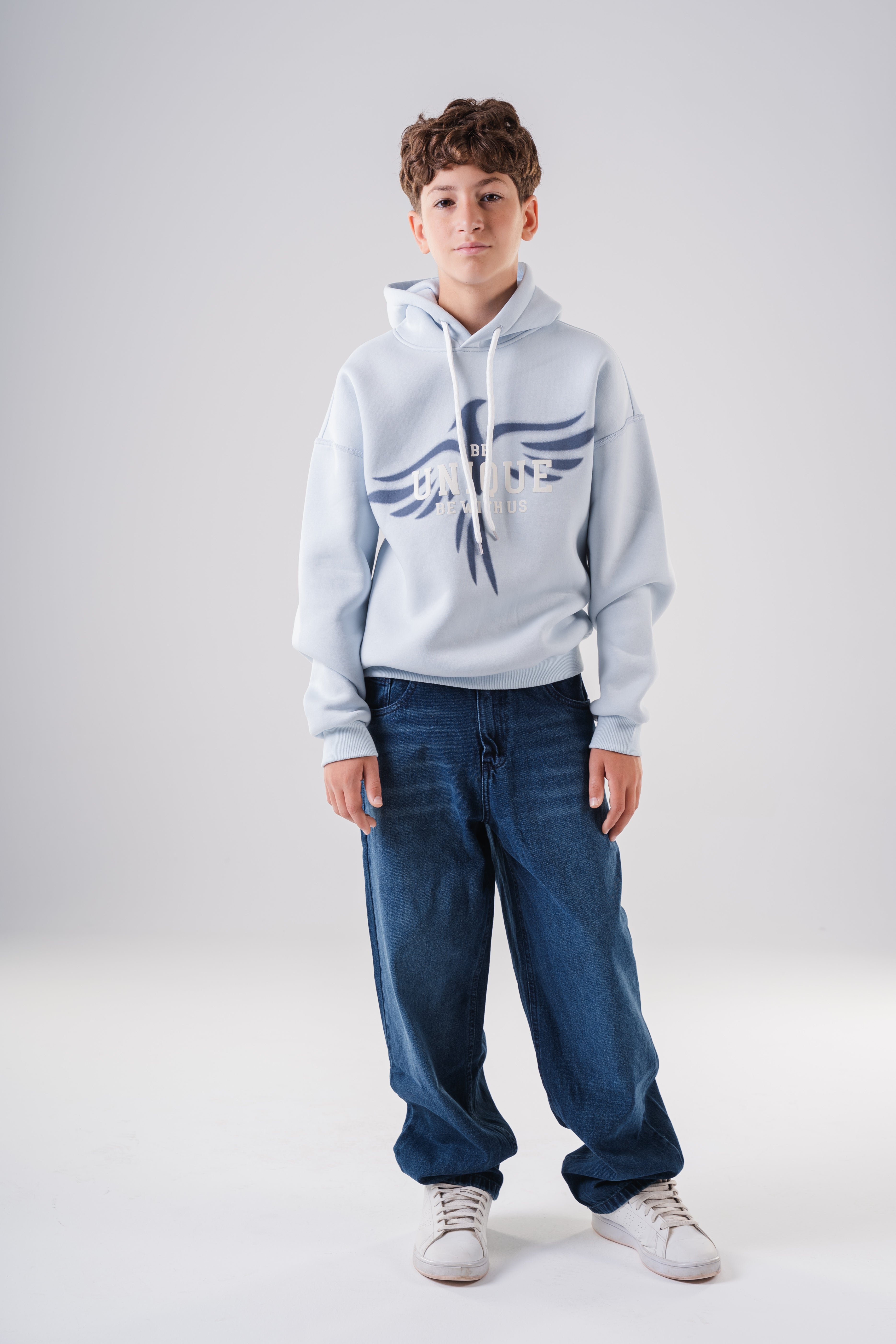 Oversized Hoodie with Eagle Graphic For Boys