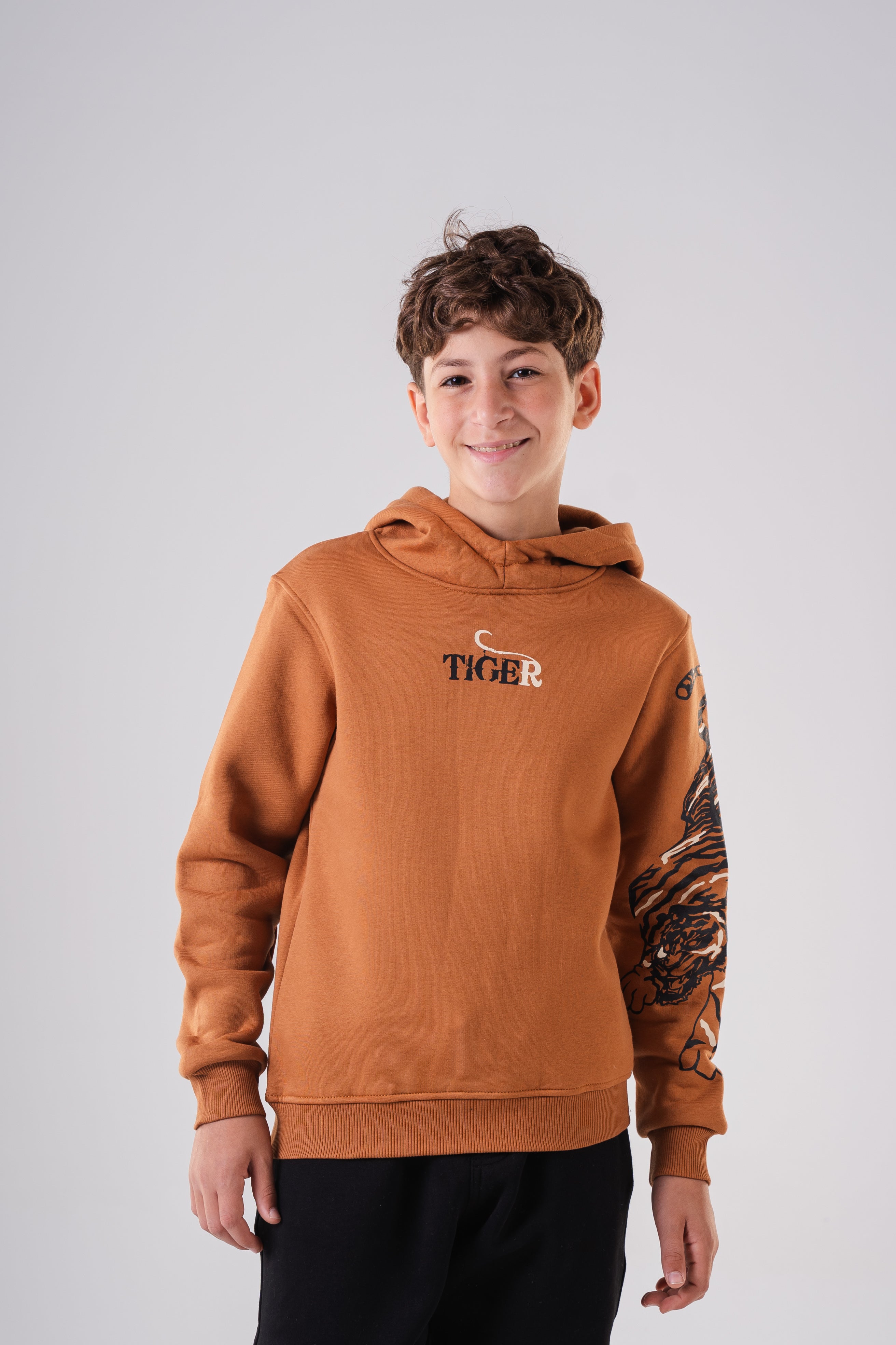 Boy's Tiger Stripe Sleeve Hoodie