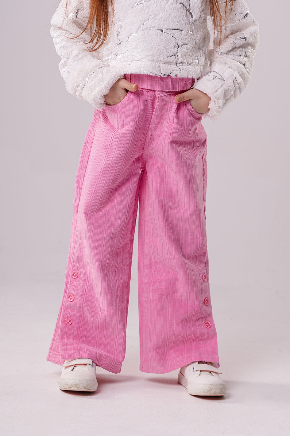 Girls Pink Wide-Leg Trousers