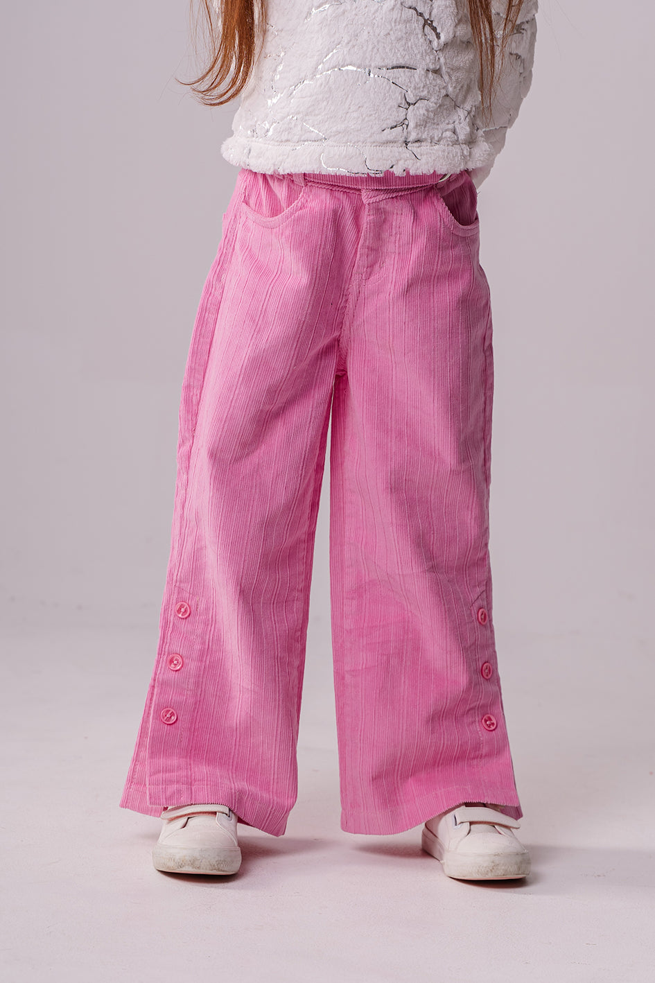 Girls Pink Wide-Leg Trousers