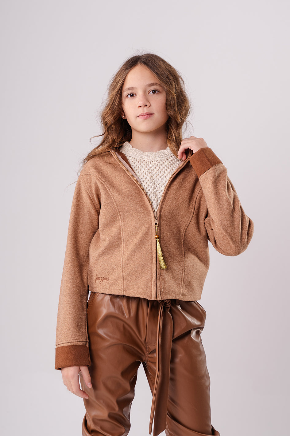 Camel Girls Gogh jacket With Hood