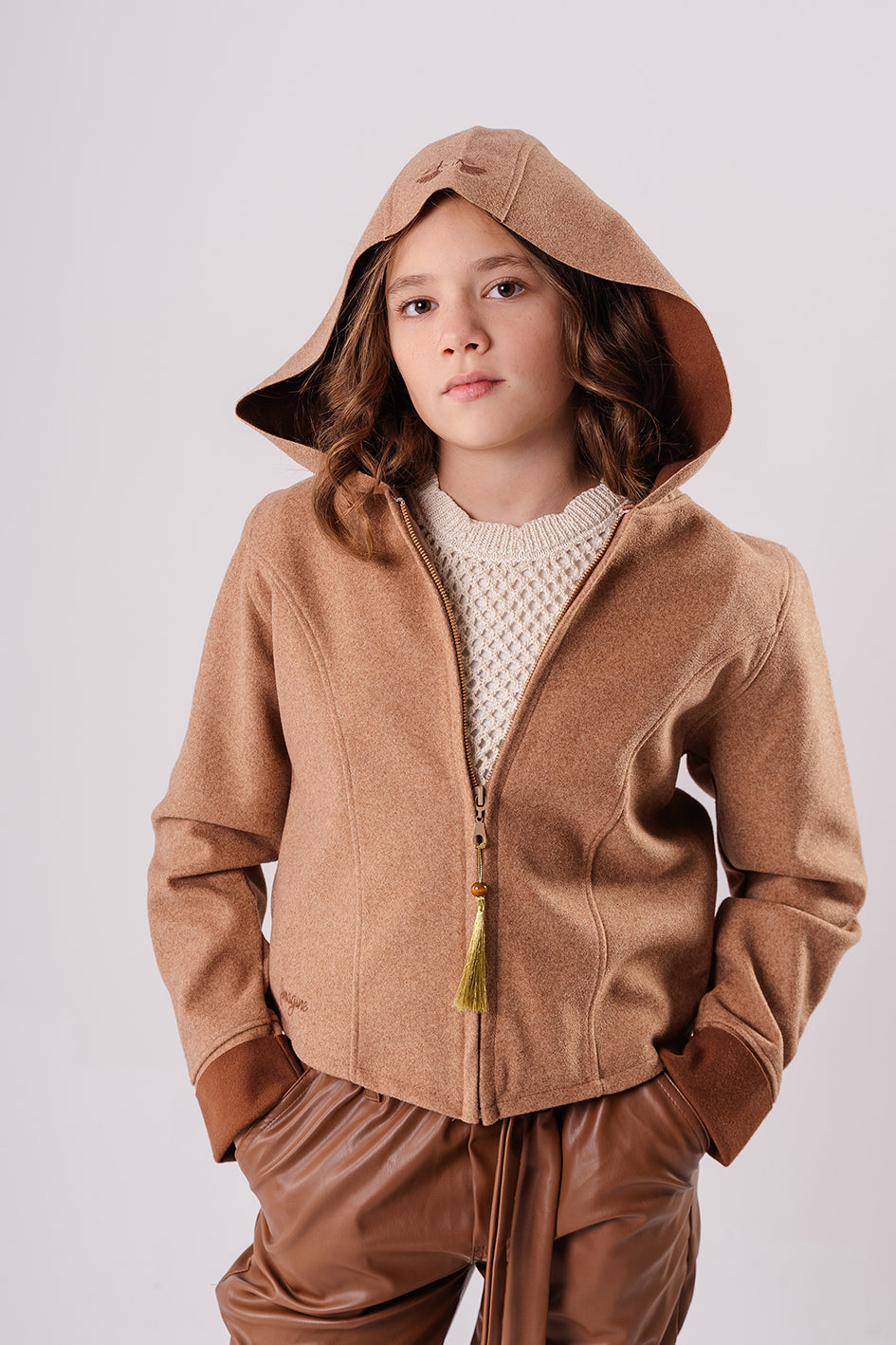 Camel Girls Gogh jacket With Hood