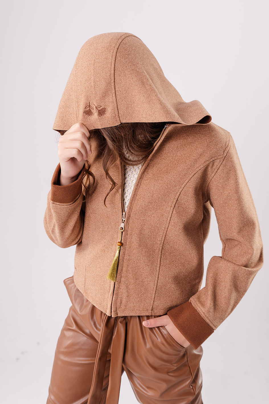 Camel Girls Gogh jacket With Hood