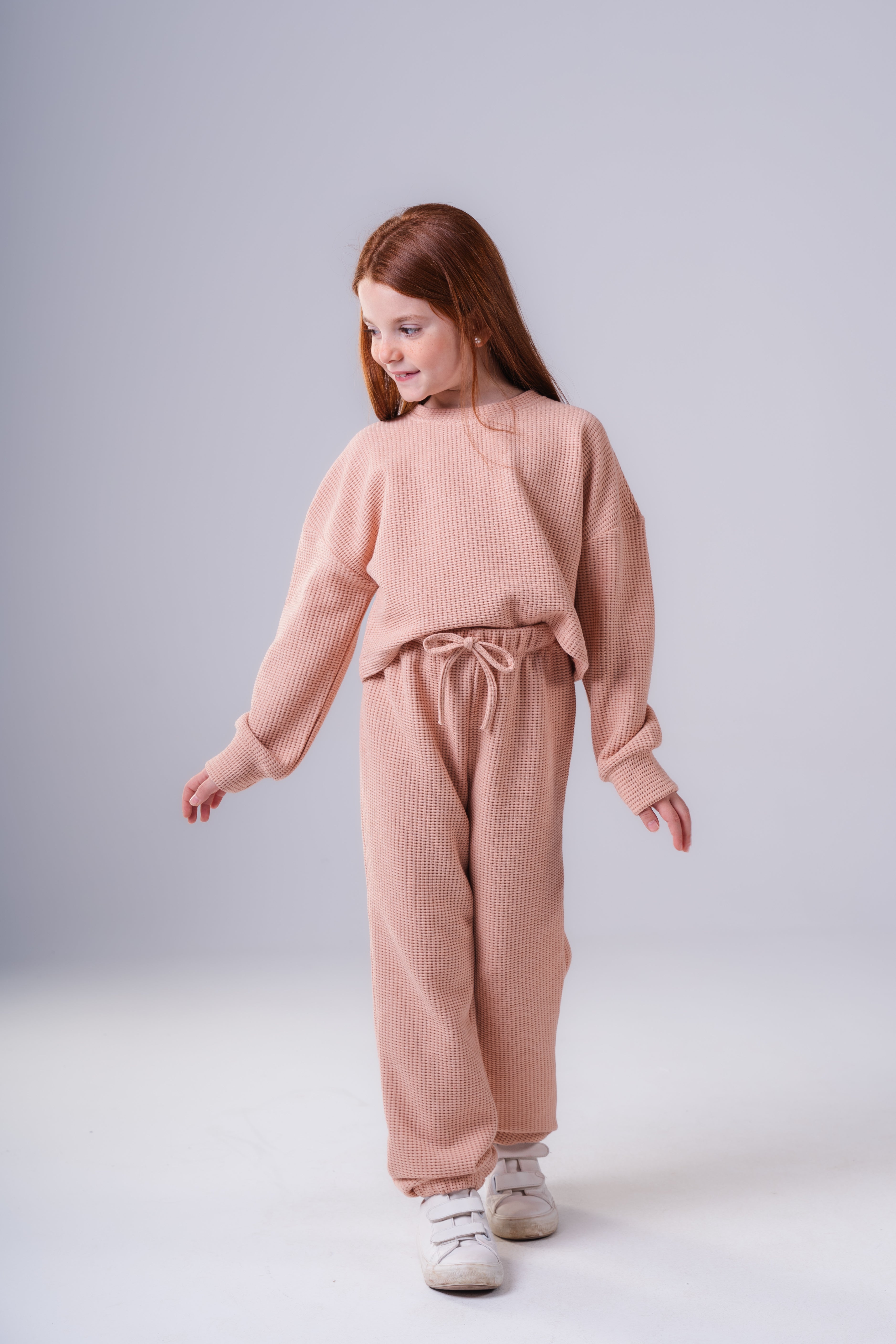Girls Waffle Knit Loungewear Set