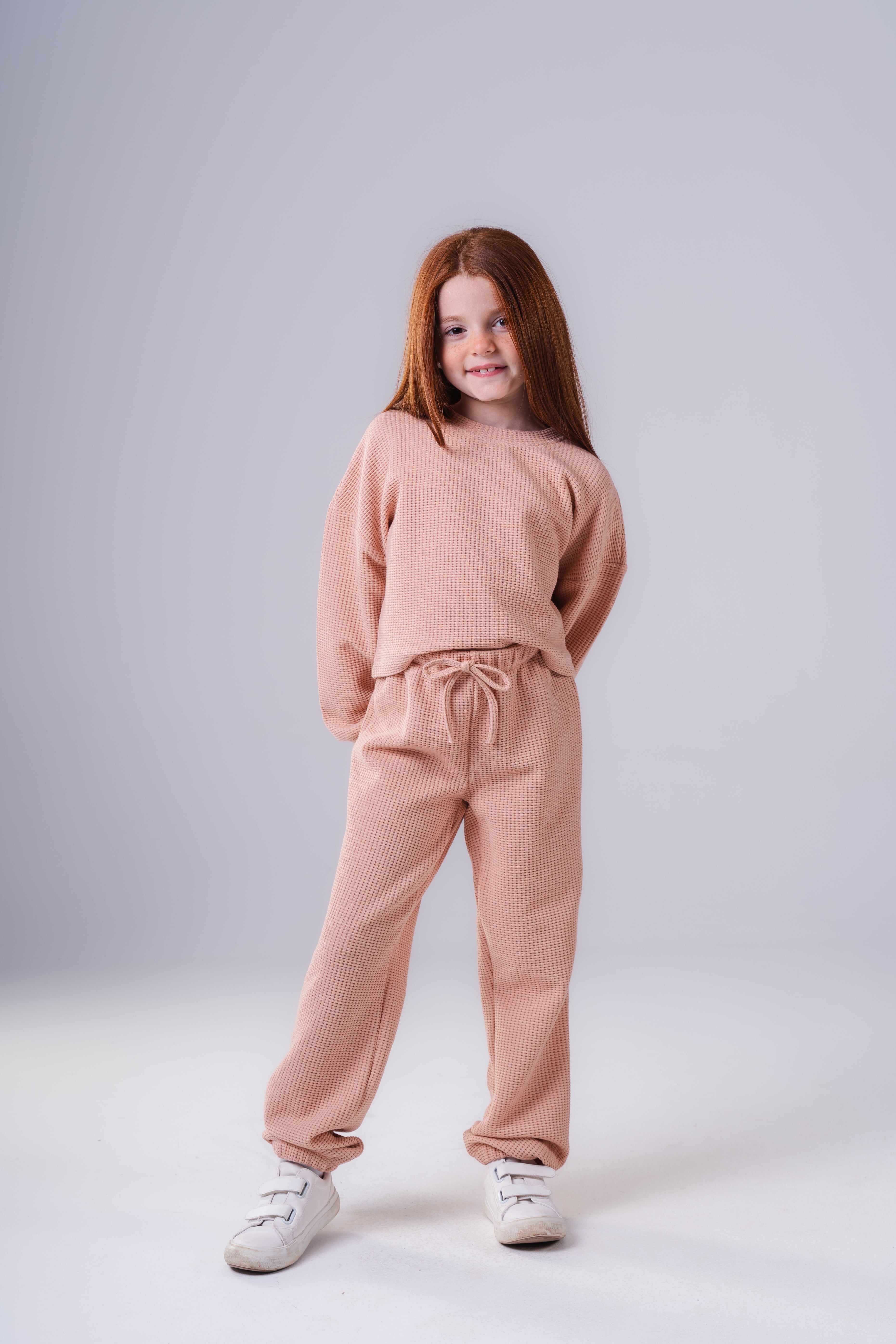 Girls Waffle Knit Loungewear Set