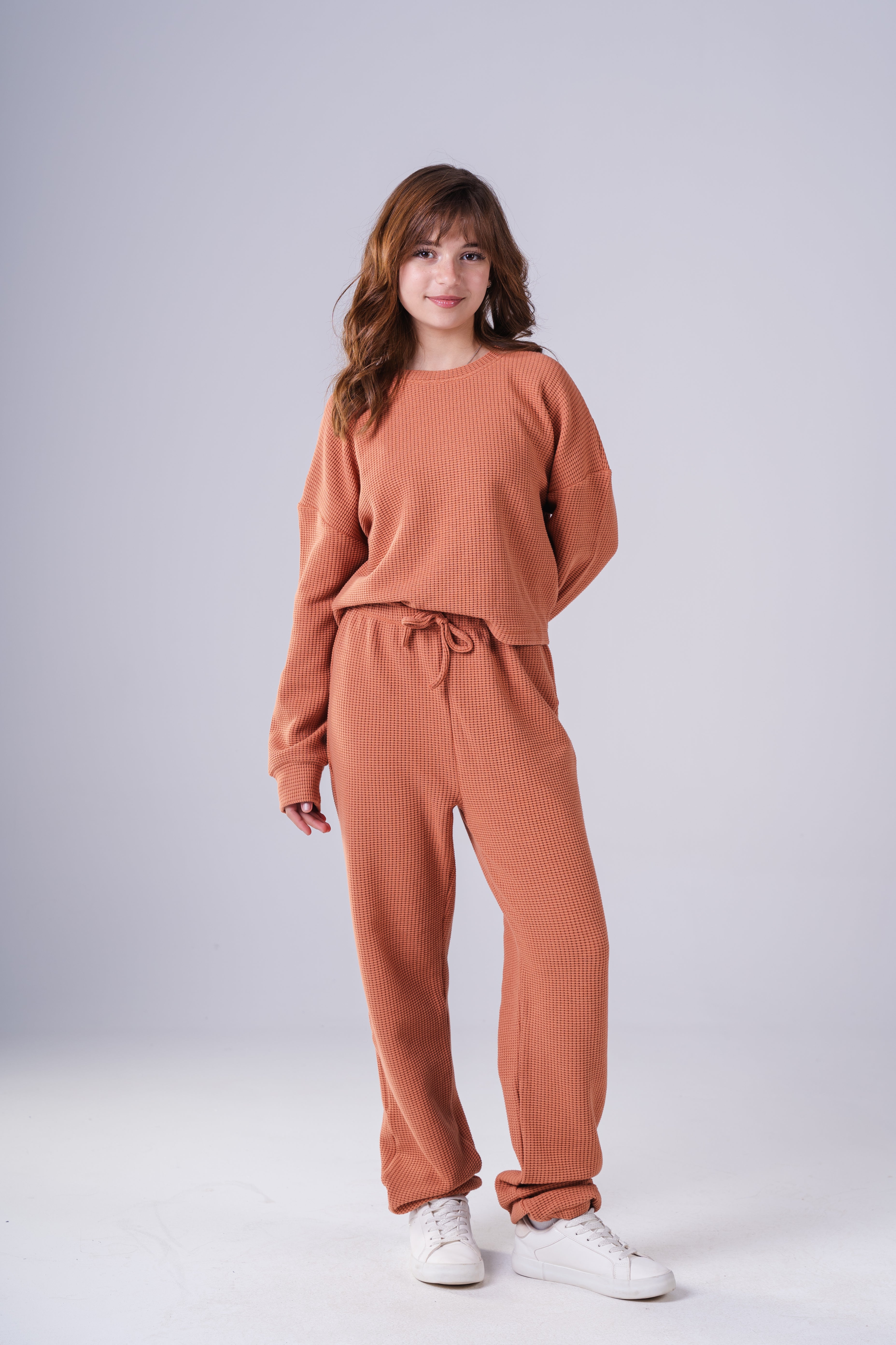 Girls Waffle Knit Loungewear Set