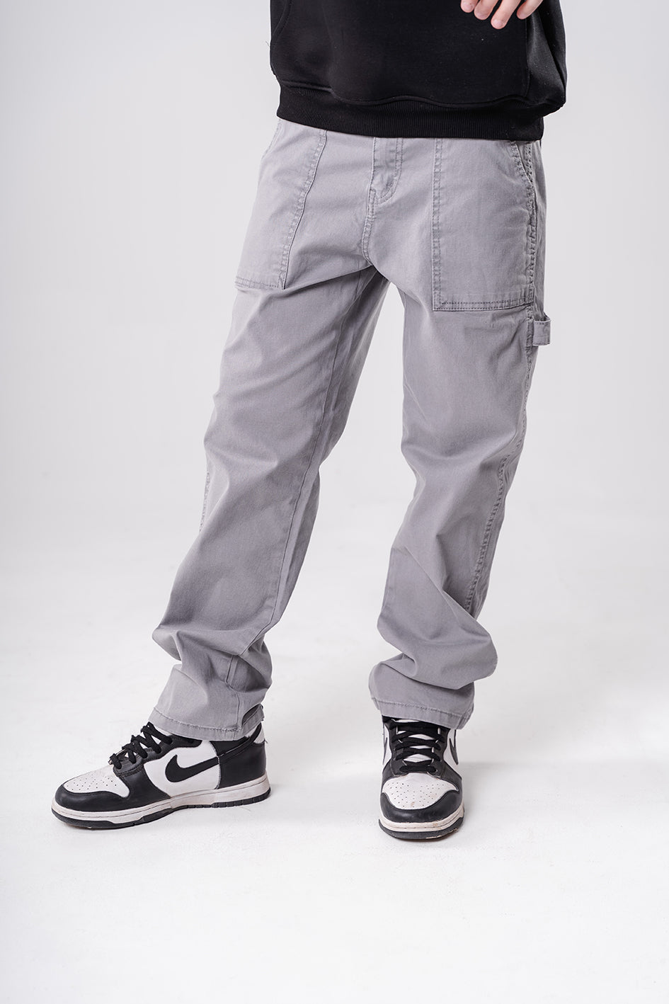 Boys Gray Straight Fit Trousers