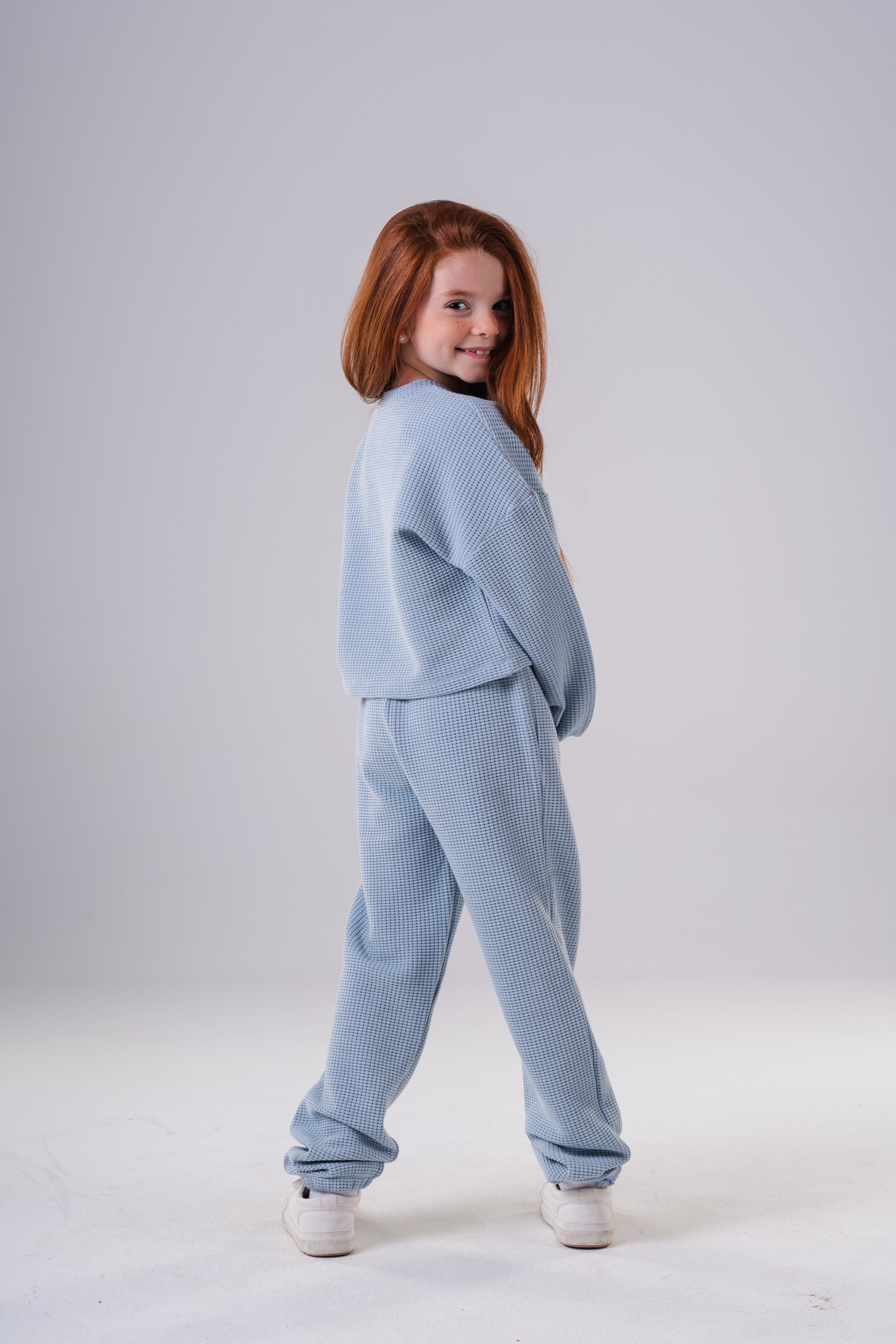 Girls Waffle Knit Loungewear Set