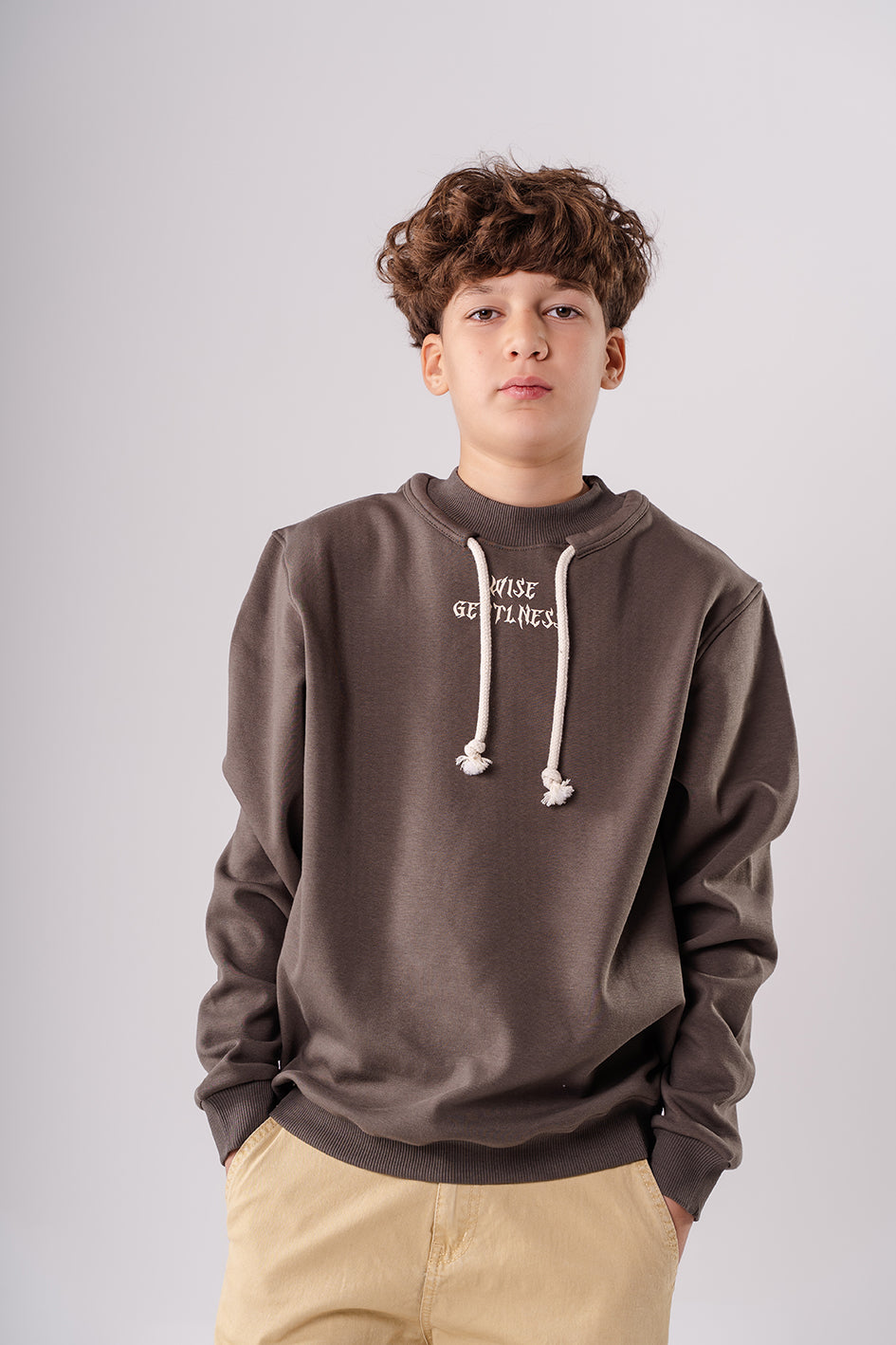 Boys Brown Sweatshirt With Print On Back