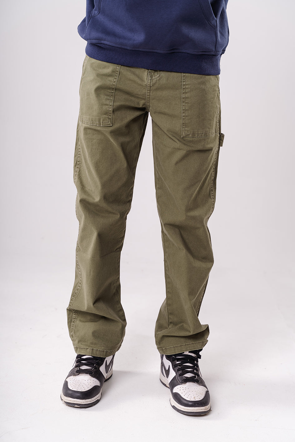 Boys Olive Straight Fit Trousers