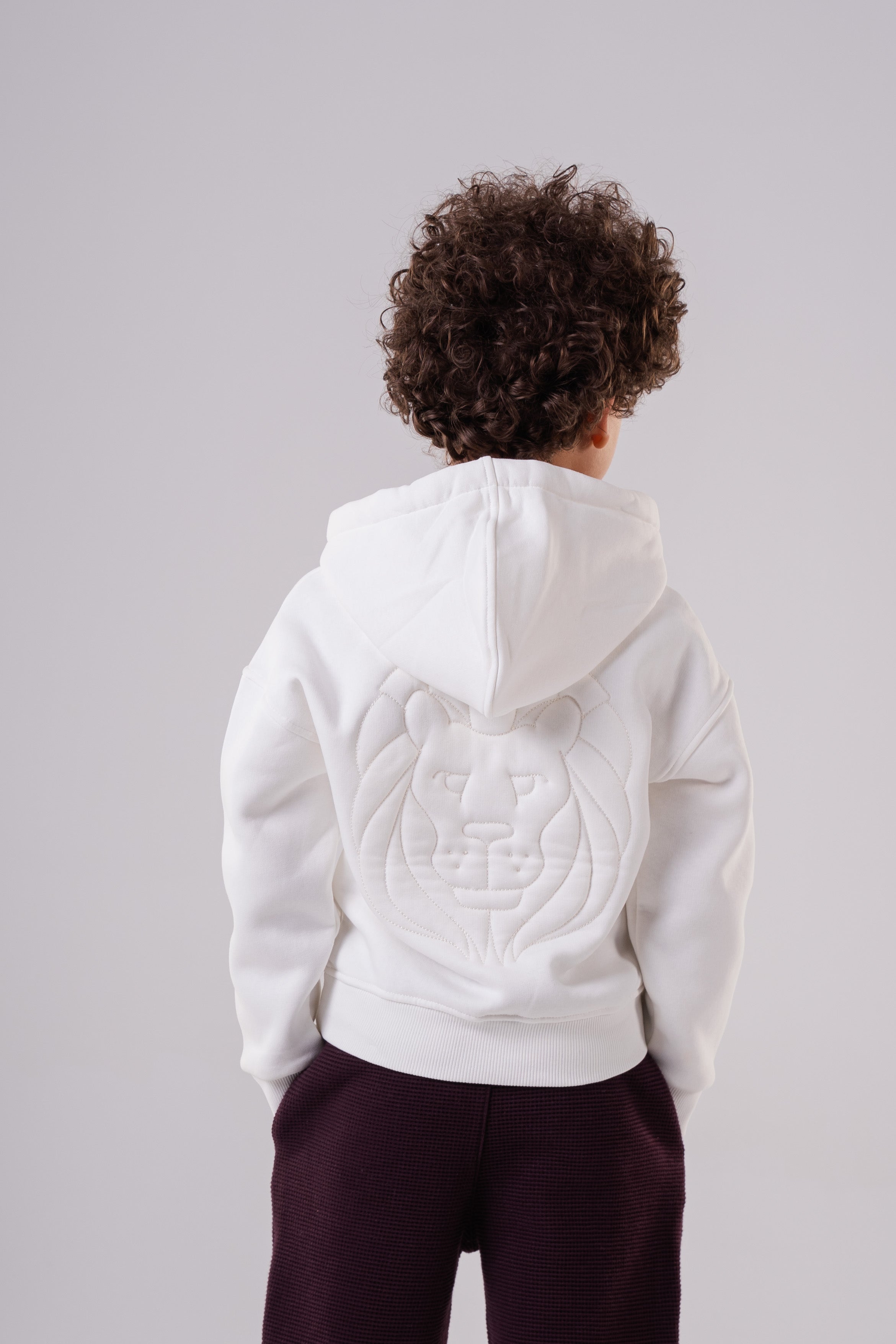Boys Essential Hoodie with Embossed Lion Back