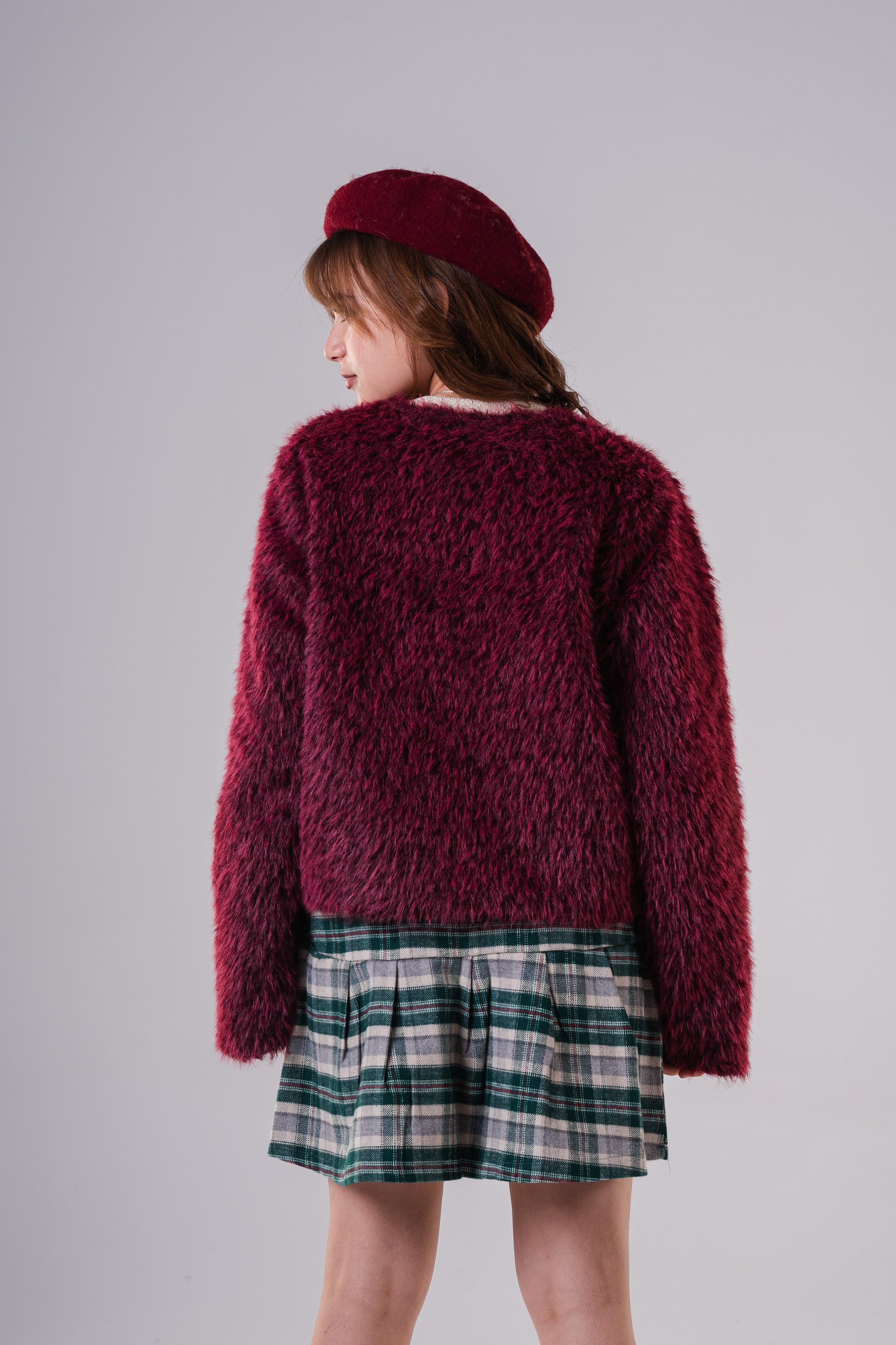 Girls' Faux Fur Shaggy Cropped Jacket