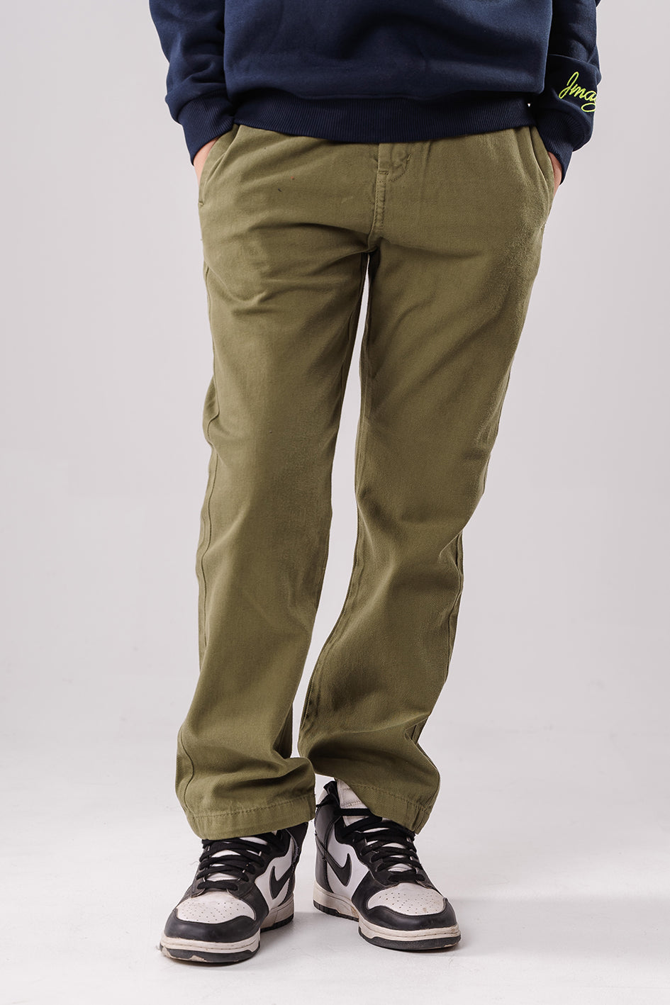 Boys Olive Straight Fit Trousers