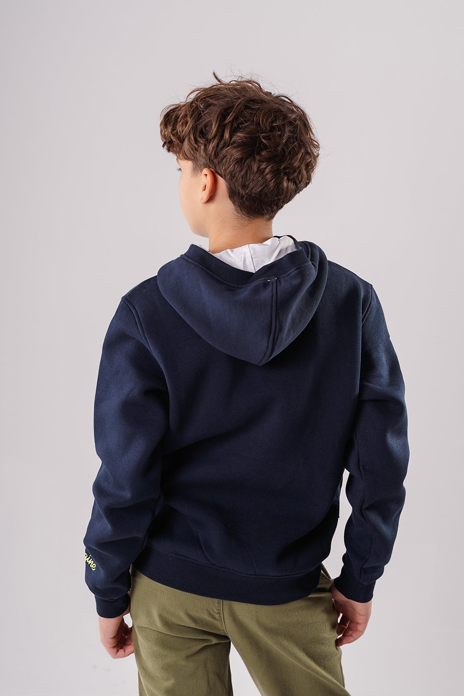 Boys Navy Regular Fit Hoodie Long Sleeve With Print