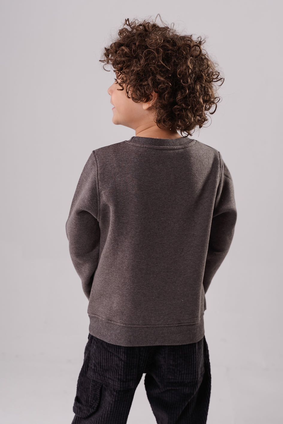 Boys Printed Charcoal Fleece Sweatshirt