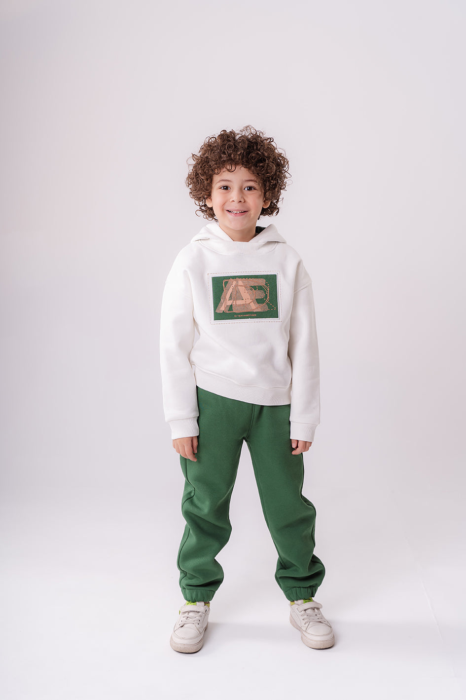 Boys Olive Hooded Pajamas With Print