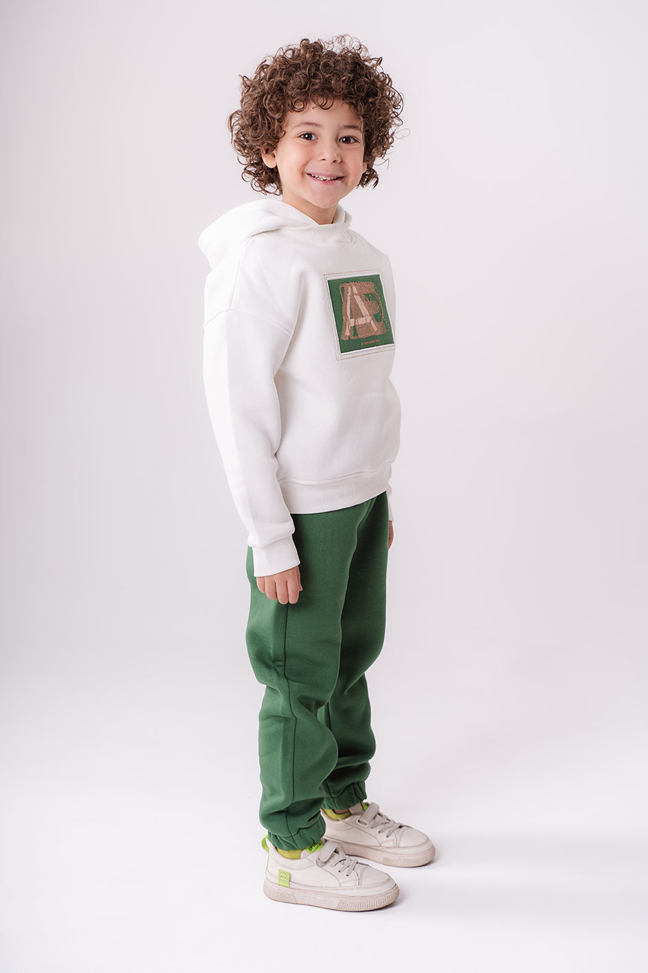 Boys Olive Hooded Pajamas With Print