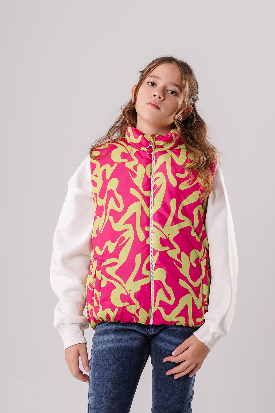 Girls Yellow Puff Vest