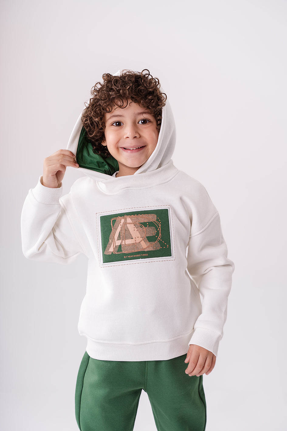 Boys Olive Hooded Pajamas With Print