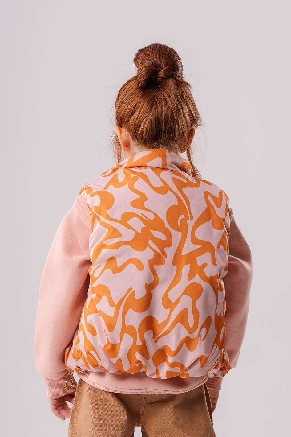 Girls Orange Puff Vest