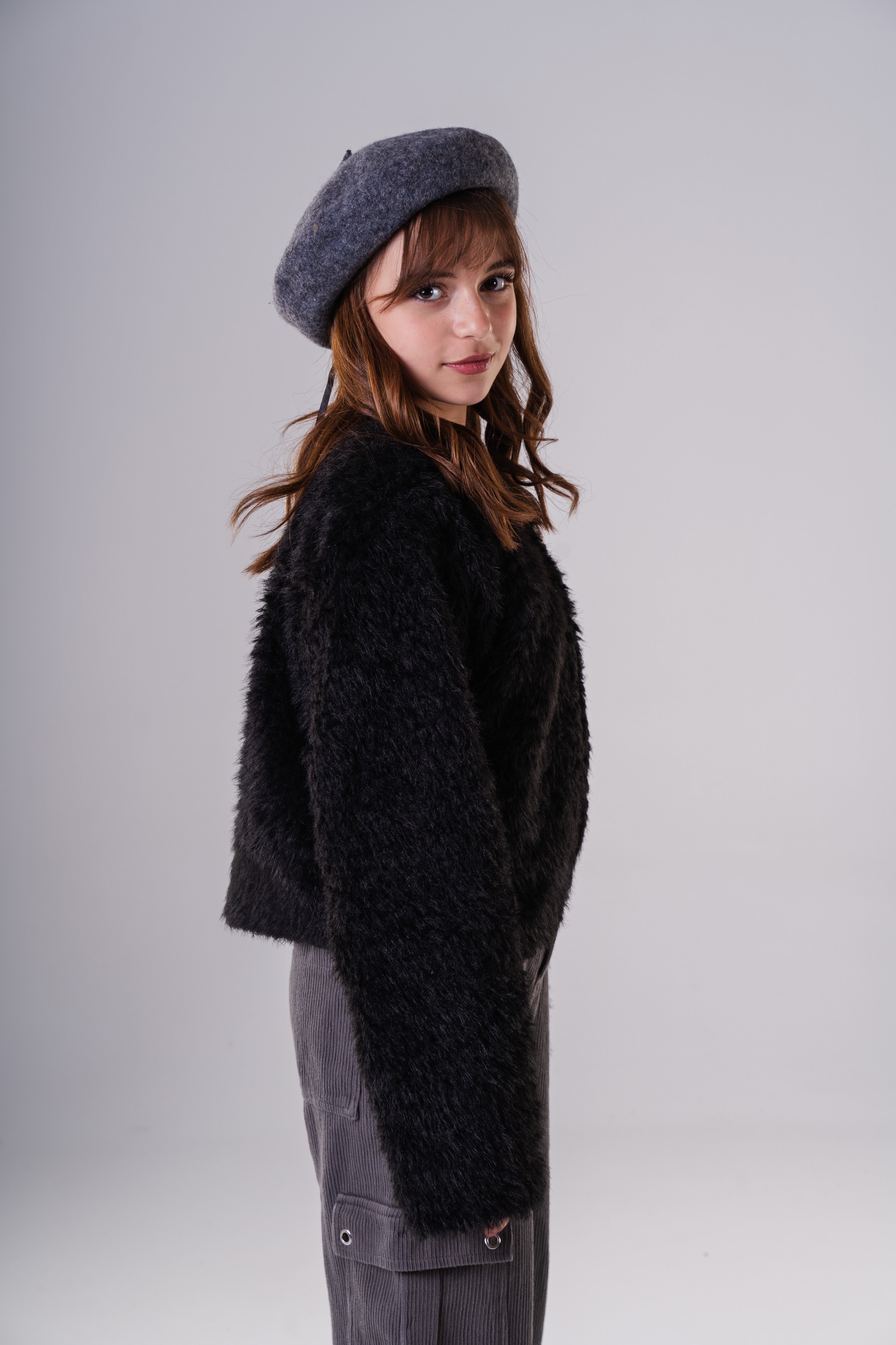Girls' Faux Fur Shaggy Cropped Jacket