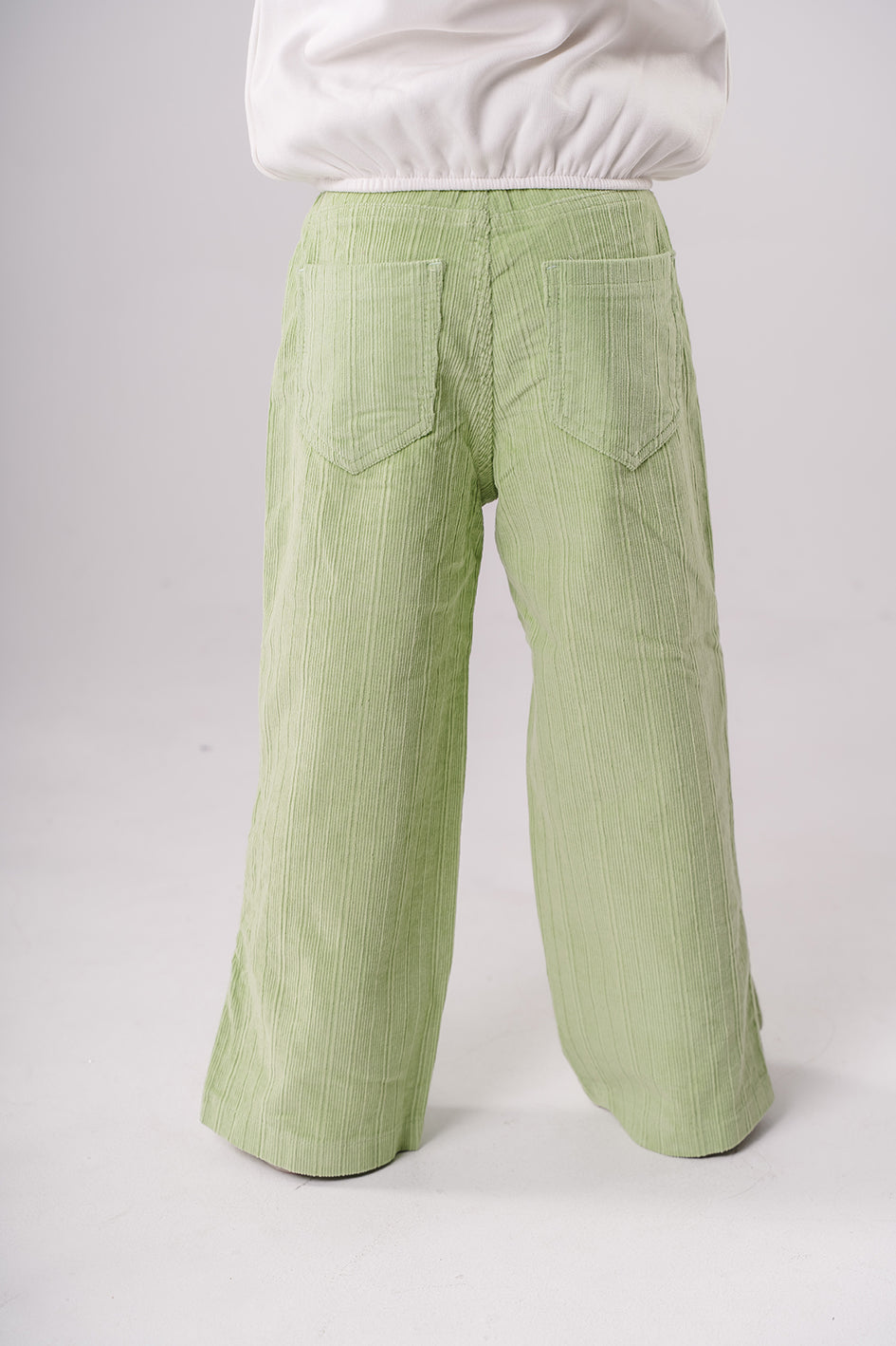 Girls Light Green Wide-Leg Trousers