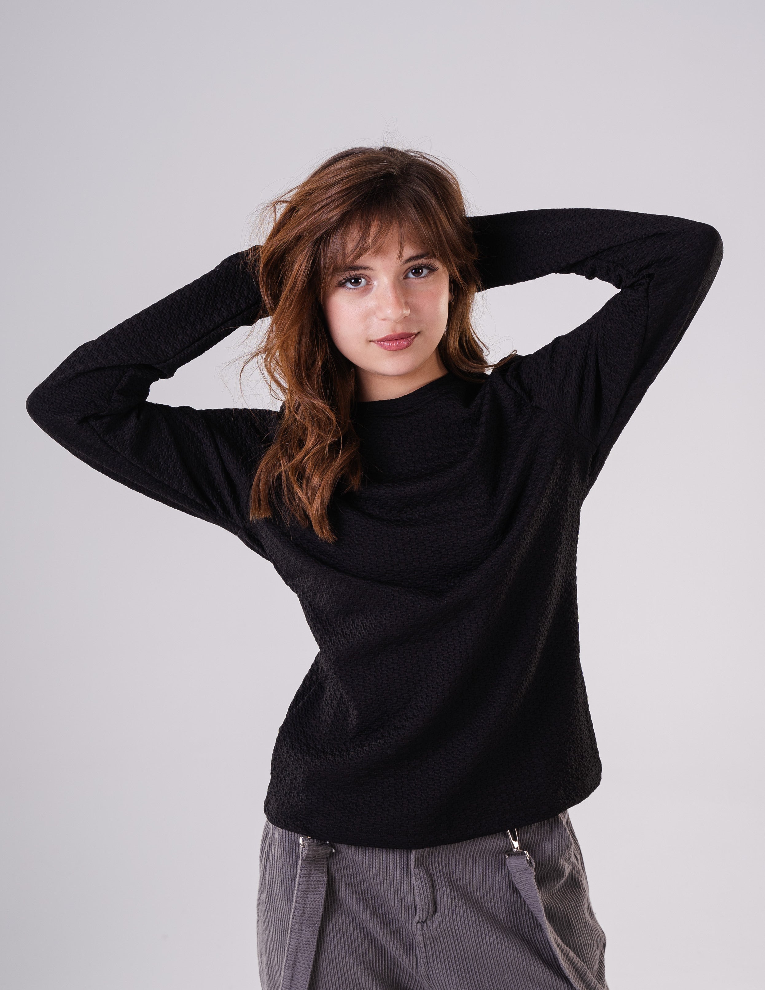 Girls Subtle Texture Essential Long-Sleeve Top